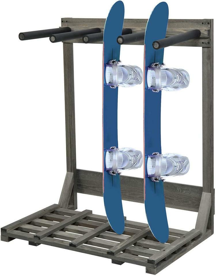 4-Ft Gray Freestanding Vertical Surfboard Storage Rack, Snowboards, Wake Boards