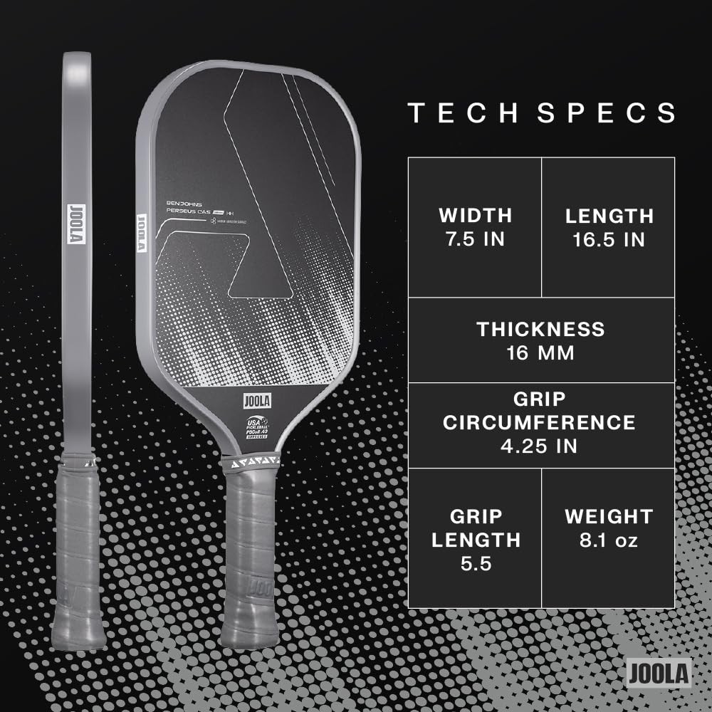 JOOLA Perseus 16mm Carbon Fiber Pickleball Paddle – CAS Perseus, Shadow Gray