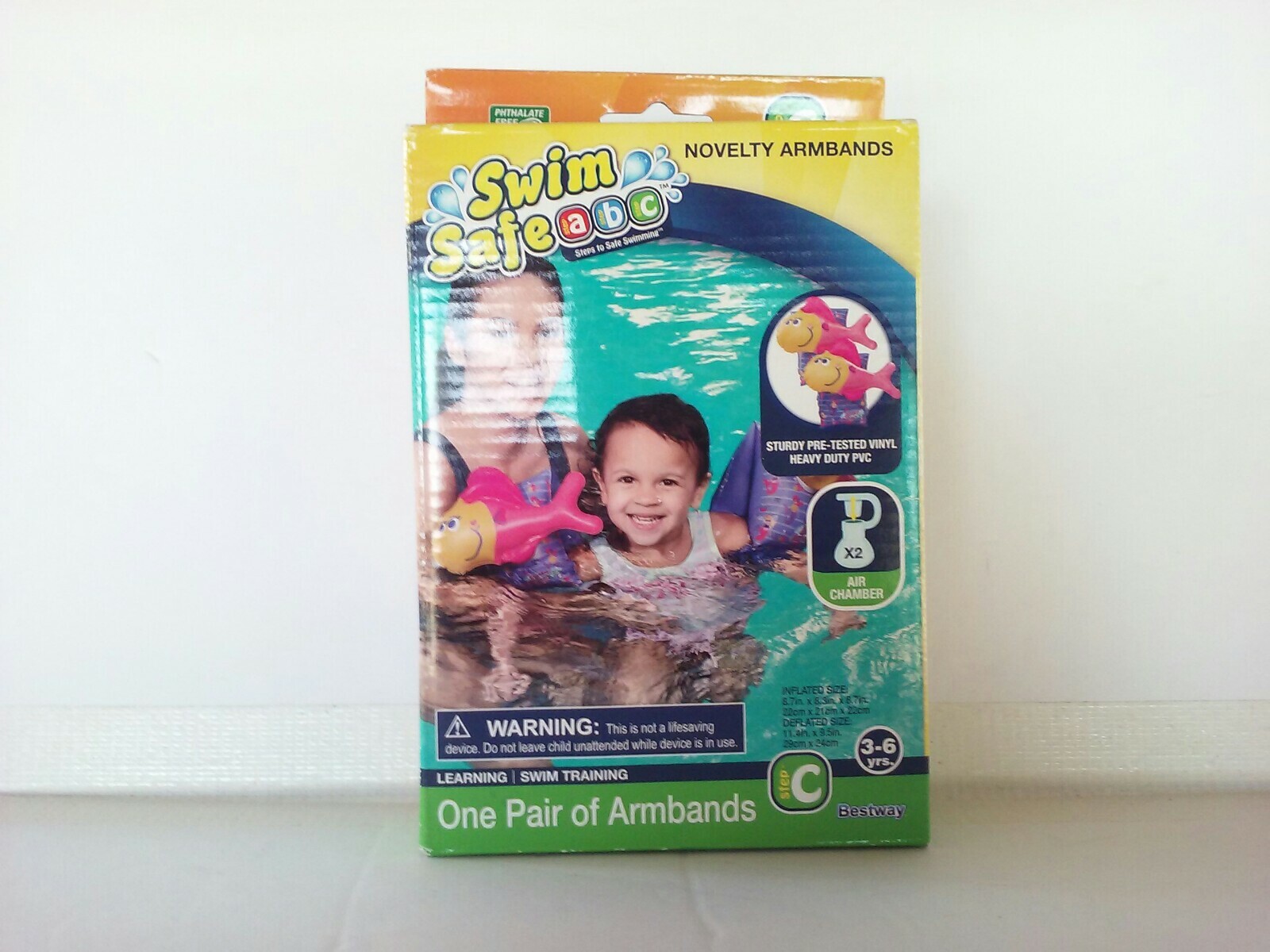 Swim Safe Step C Pair of Inflatable Shark Arm Bands New In Box Blue