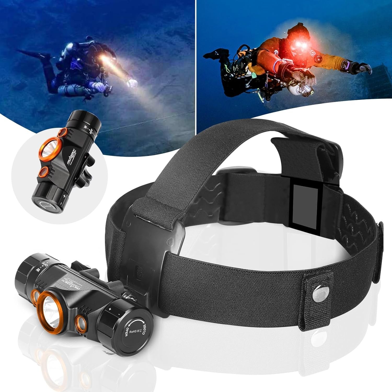 1200 Lm Scuba Diving Headlamp White Red LED Underwater 150m Caving Snorkeling