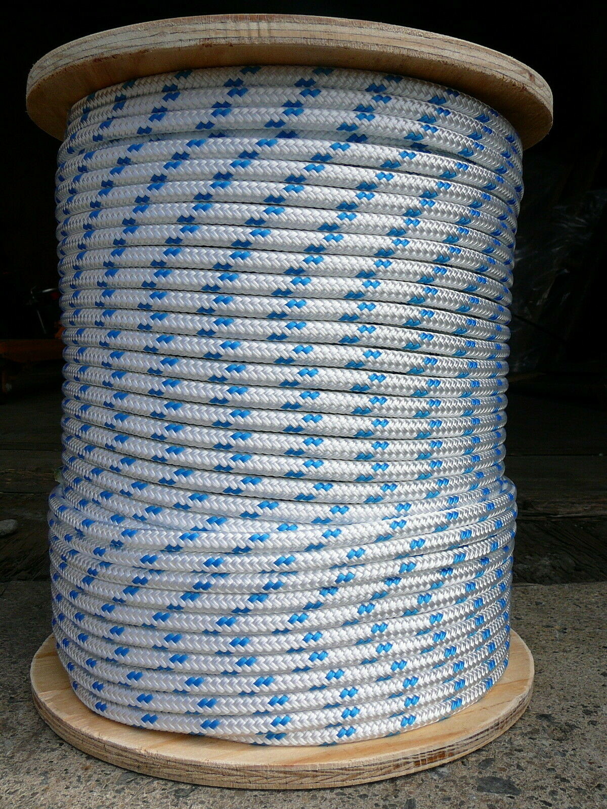 Sailboat Rigging Rope 5/16″ x 50′ White/Blue Double Braided Sheet Halyard Line