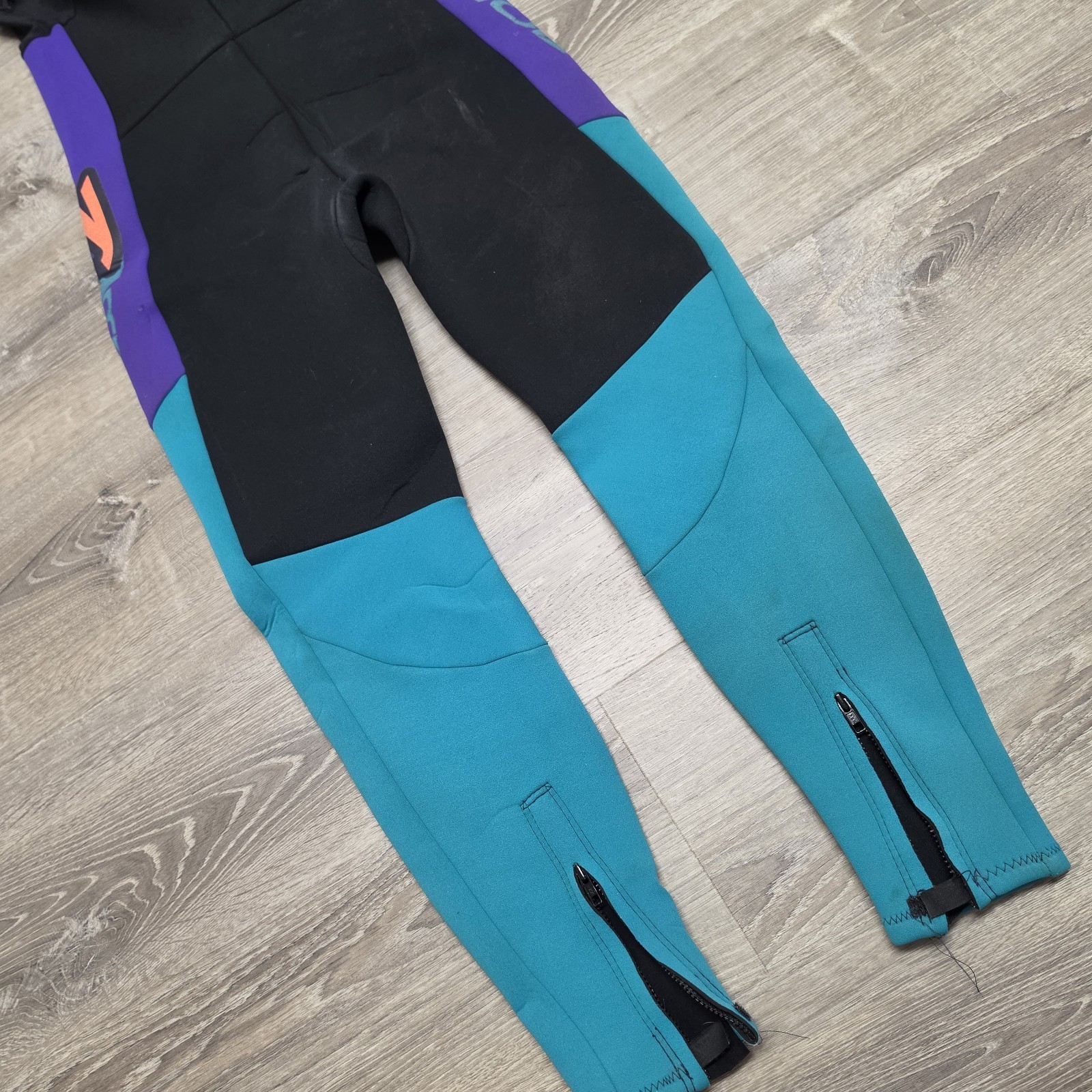 Vintage Slippery USA 2 Piece Wetsuit Set Jacket Farmer John Teal Purple Youth XL