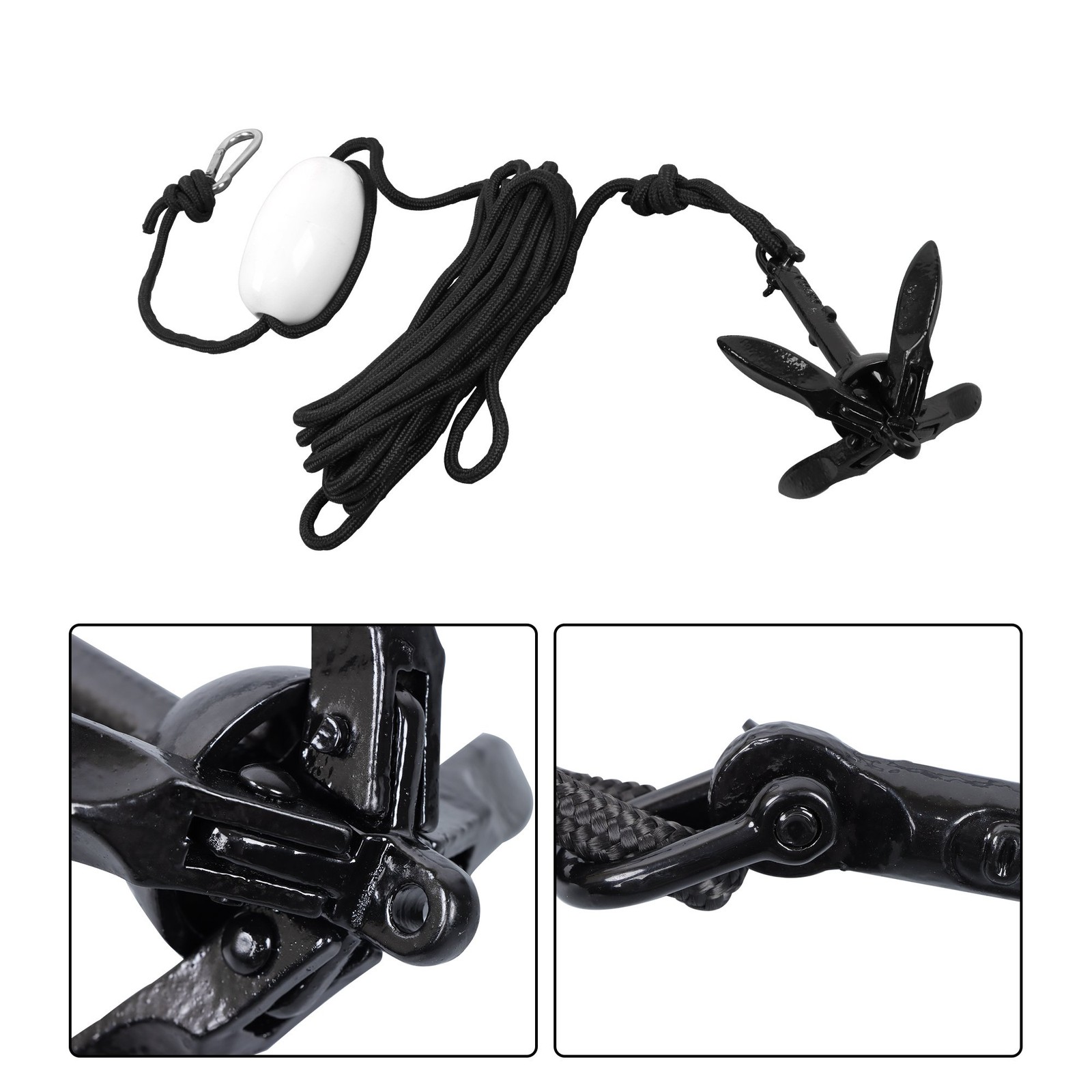 Marine Kayak Folding Grapnel Anchor Kit 26.2 ft Rope Buoy For PWC Canoe Jet Ski