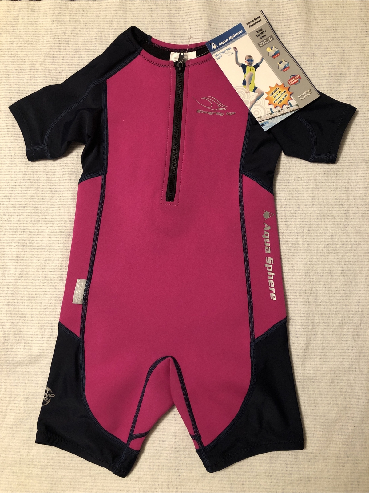 NEW! Aqua Sphere Youth Sz 6 Stingray Core Warmer Short Sleeve 2MM Wetsuit
