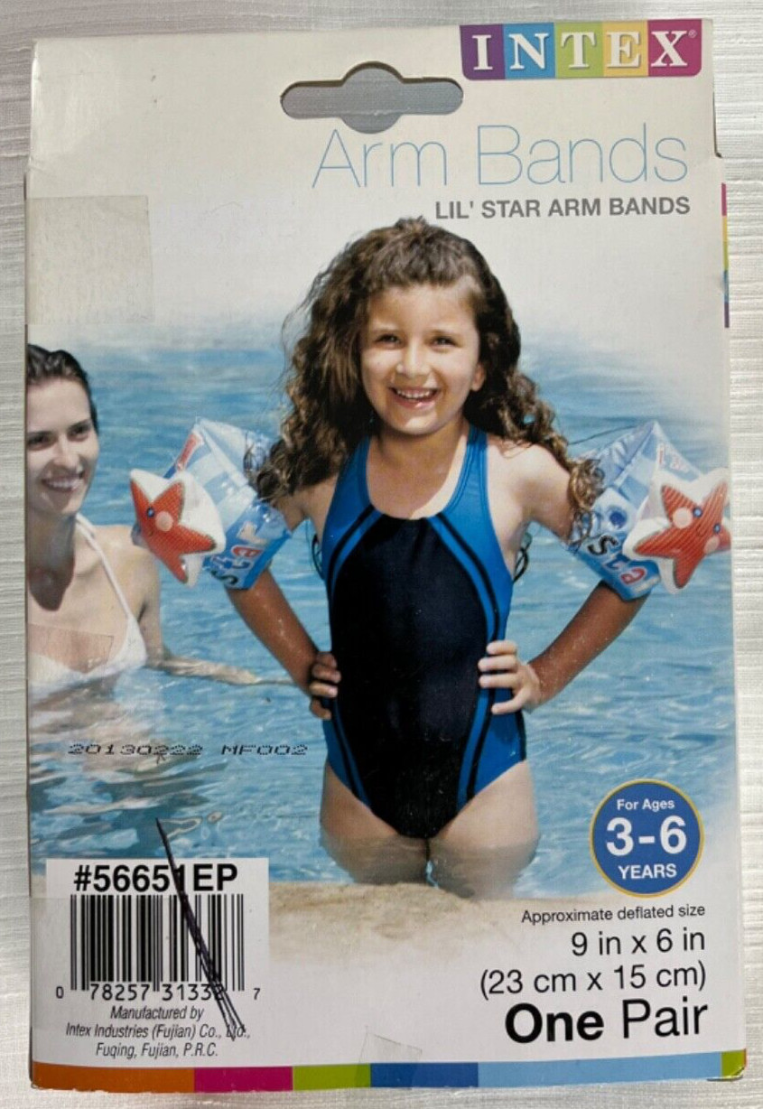 Intex Water Arm Bands Inflatable age 3-6 Deluxe Neon Red, Lil Star Pool Swimming