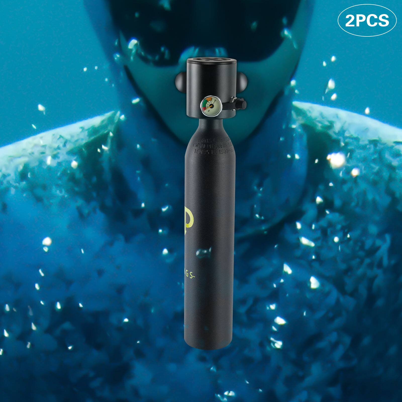0.5L Oxygen Tank Pump Equipment Underwater Breath 2 * Mini Scuba Diving Case