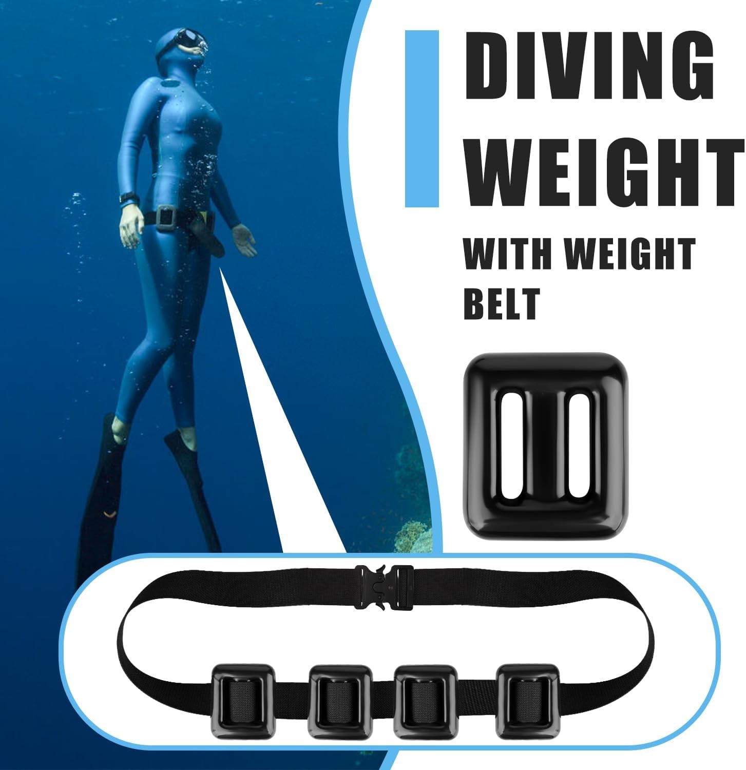 PEUTIER 4pcs Scuba Weights Belt, 0.5kg/1.1lb Scuba Diving Weight Belt Nylon Dive