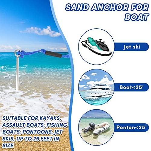 Sand Anchor for Boat, Beach Anchor Boat 36inch 2 Pack Chromium-Plated Steel
