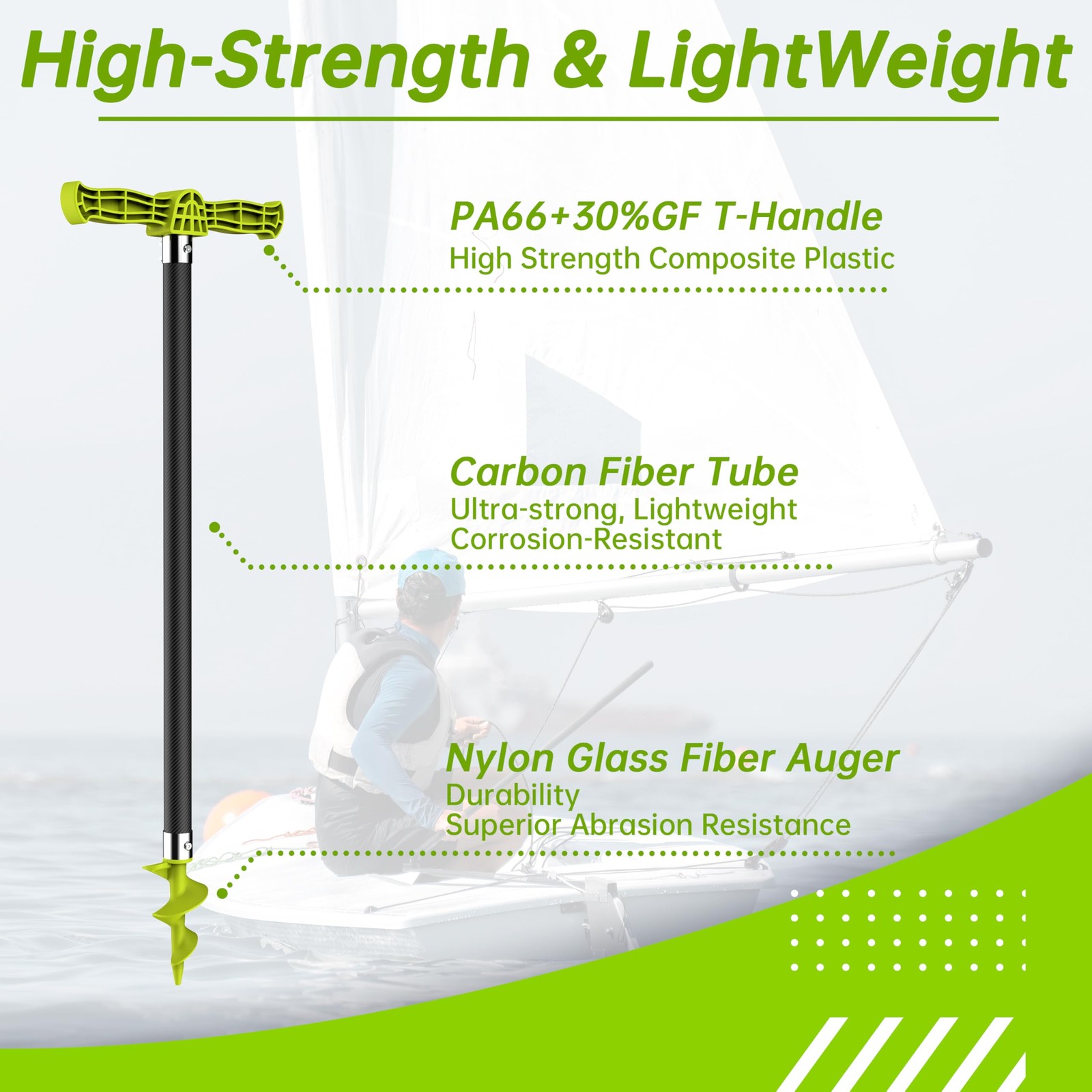 40″ Boat Sand Anchor, Carbon Fiber Shallow Water Sand Anchor with T-Handle & …