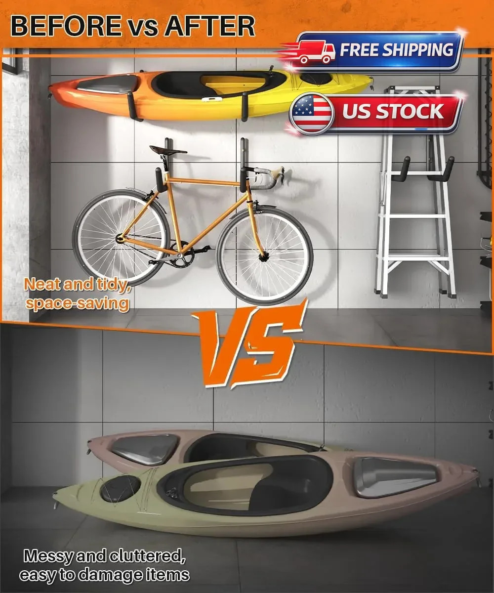 Kayak Storage Hook, Heavy Duty Steel Kayak Storage Rack, Wall Mount Garage Hange