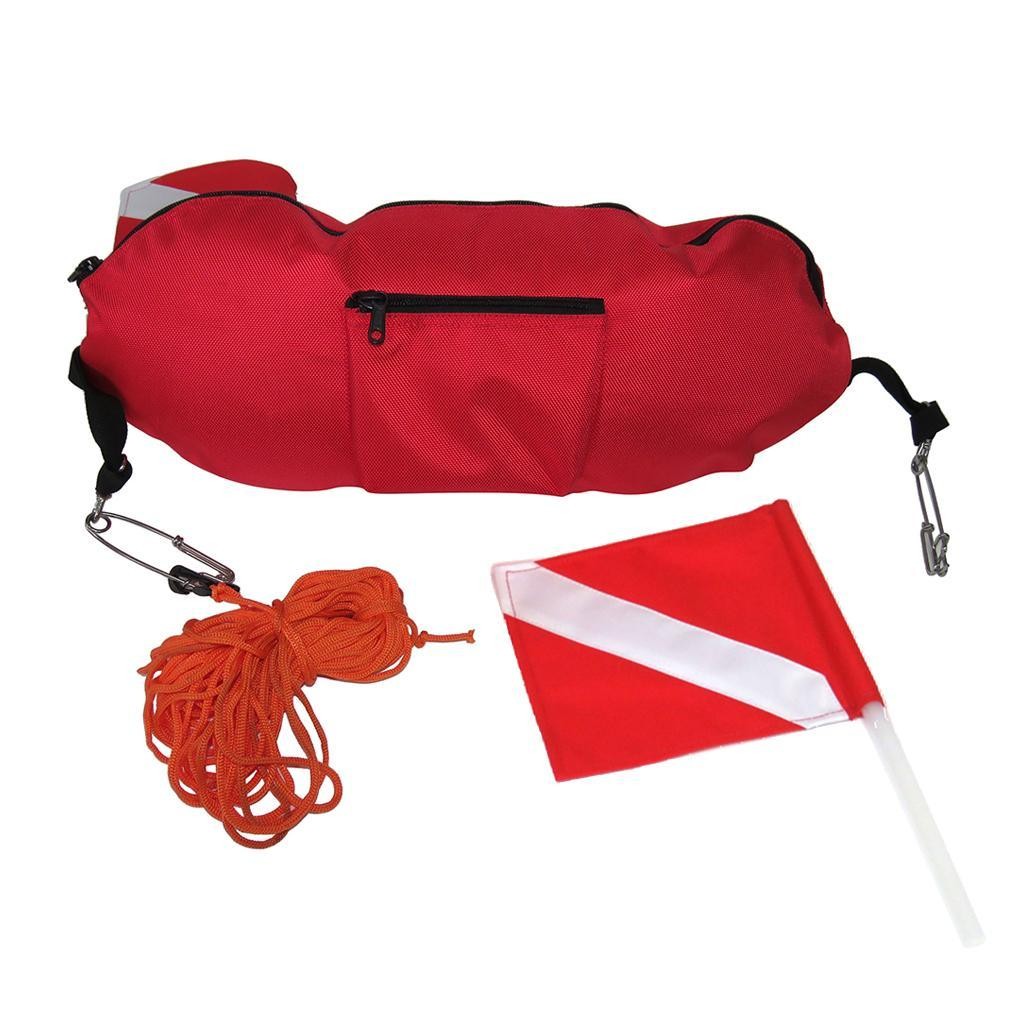 Durable Nylon Spearfishing Torpedo Buoy Snorkeling Float Dive Flag Rope Line
