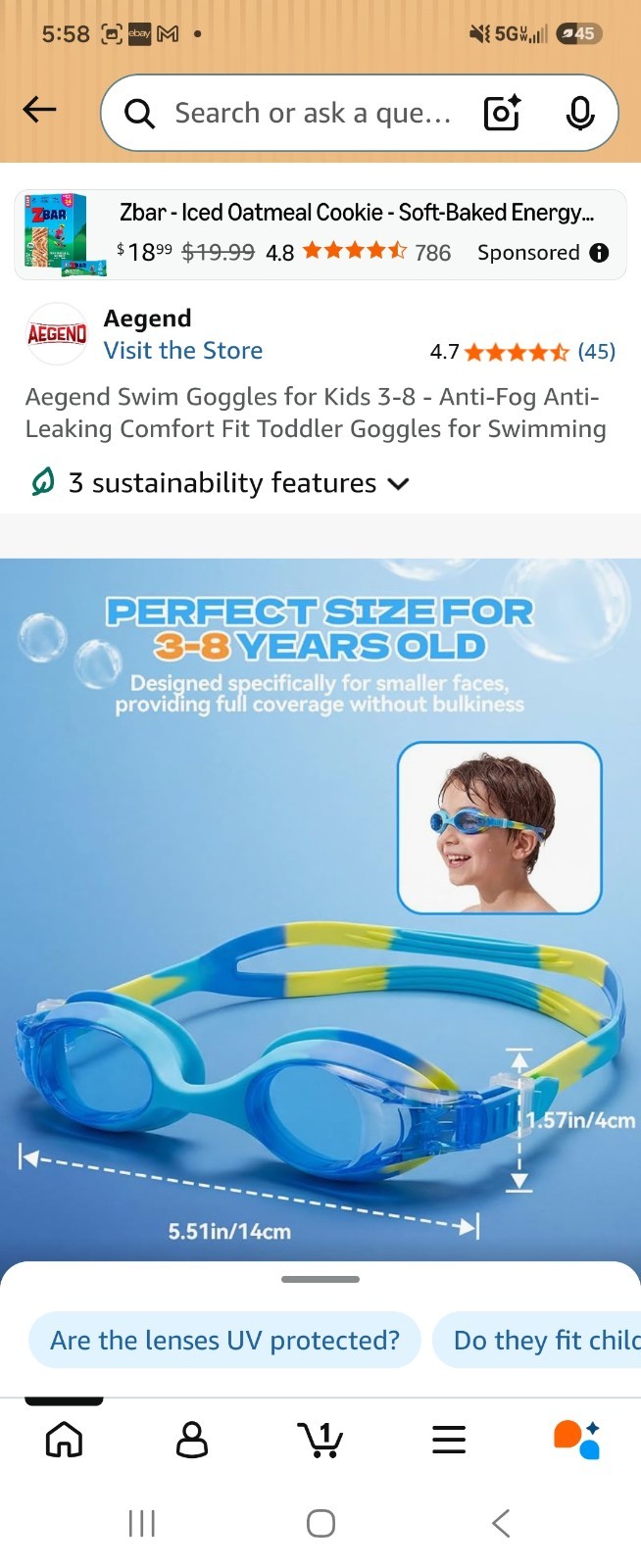 Aegend 4 PACK Swim Goggles – Kids 3-8 Anti-Fog Anti-Leaking Comfort Fit Toddler