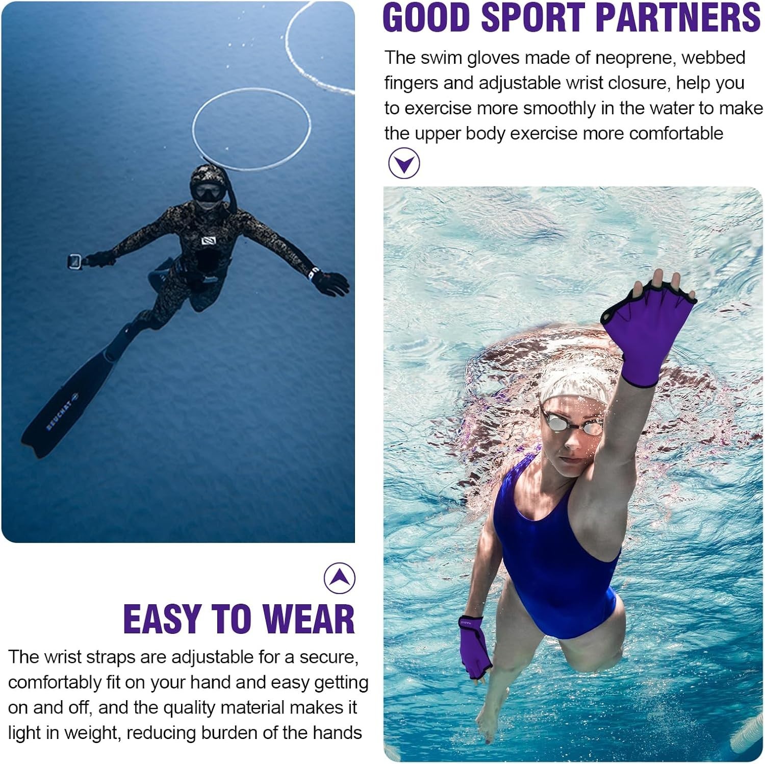 Aquatic Gloves for Helping Upper Body Resistance, Webbed Swim Gloves Well Sti…