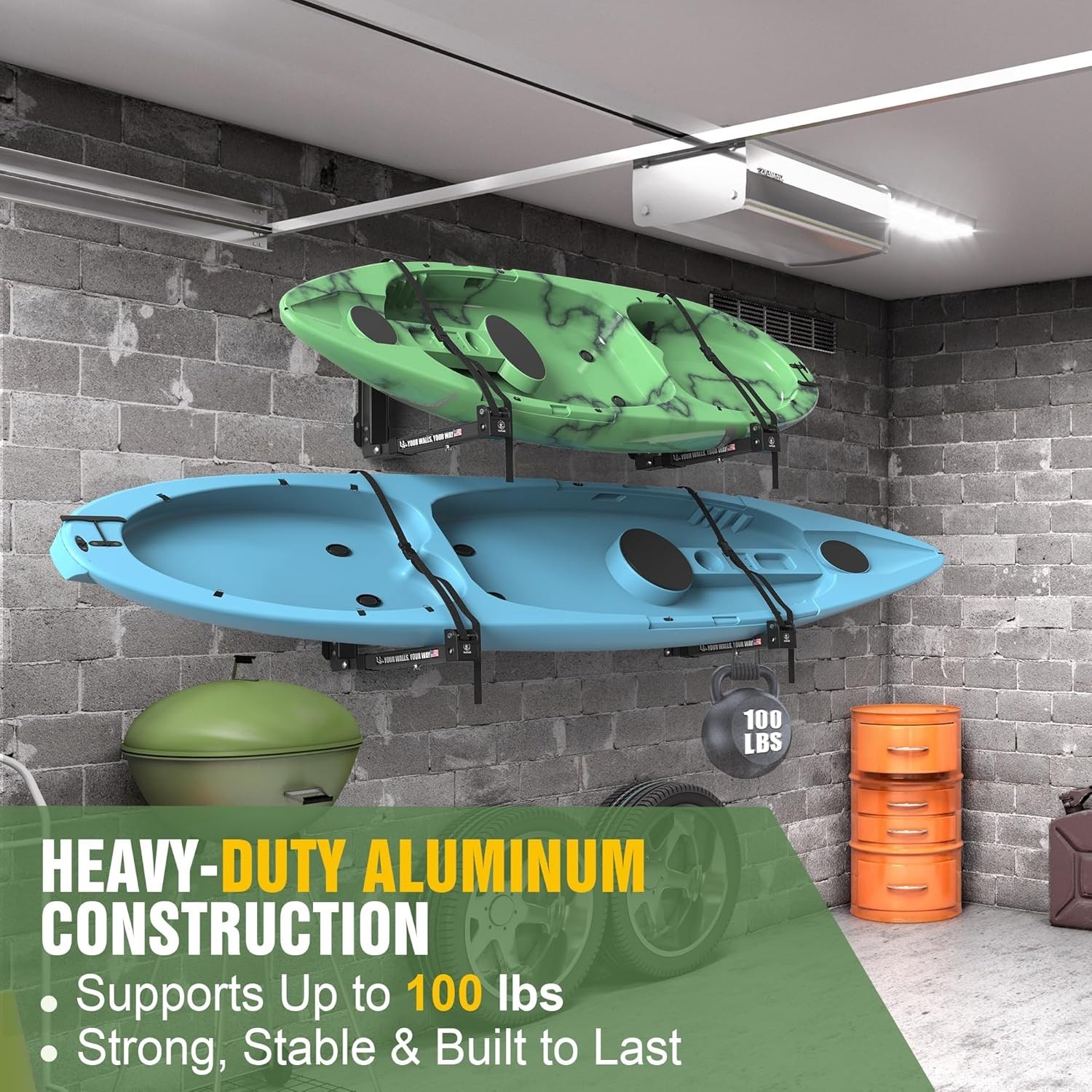 2PCS Foldable Kayak Wall Mount Rack 11.8-17″ Heavy Duty for Canoe SUP
