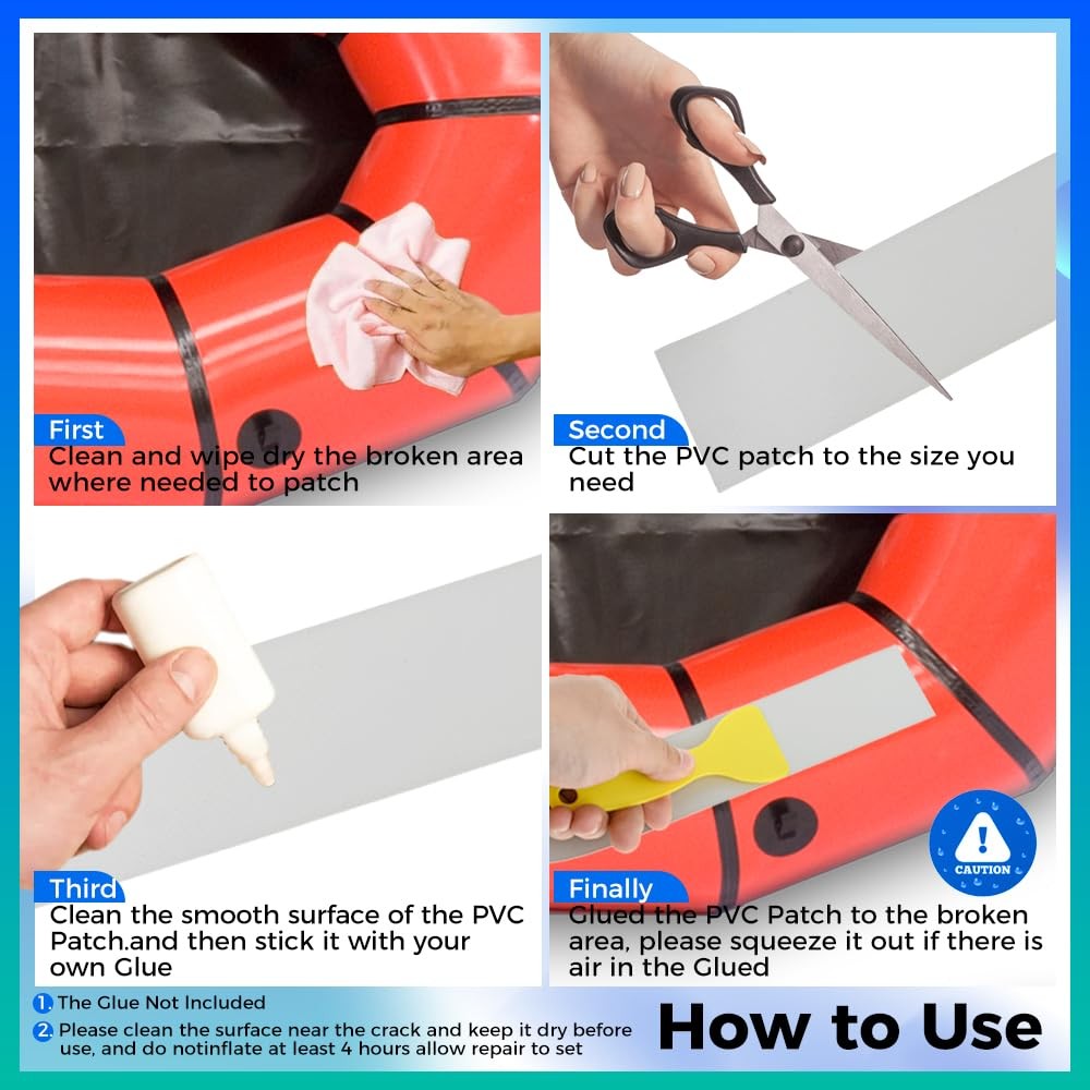3PCS PVC Repair Patches for Kayaks, Inflatable Rafts, Boats & Canoes, Durable…