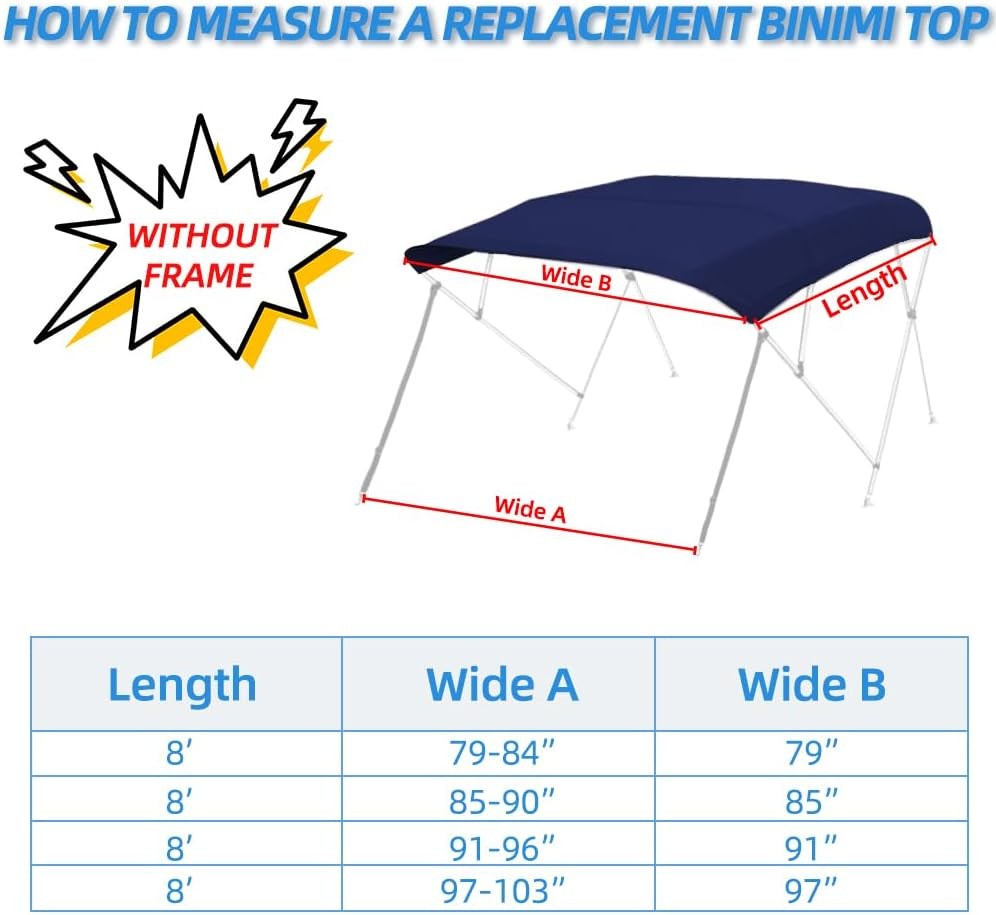 4 Bow Bimini Top Replacement Cover Marine Grade Waterproof Navy Blue