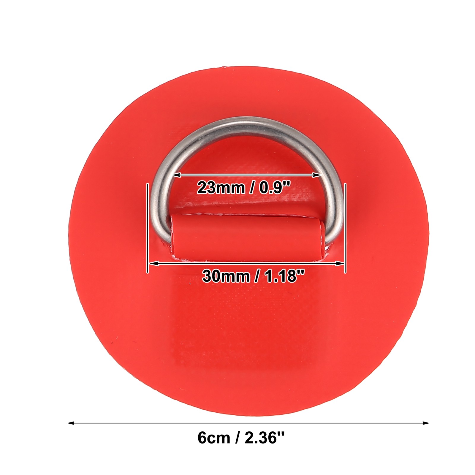 6pcs 6cm Red D Ring Patch PVC Stainless Steel Round Shape Pad for Surfboard