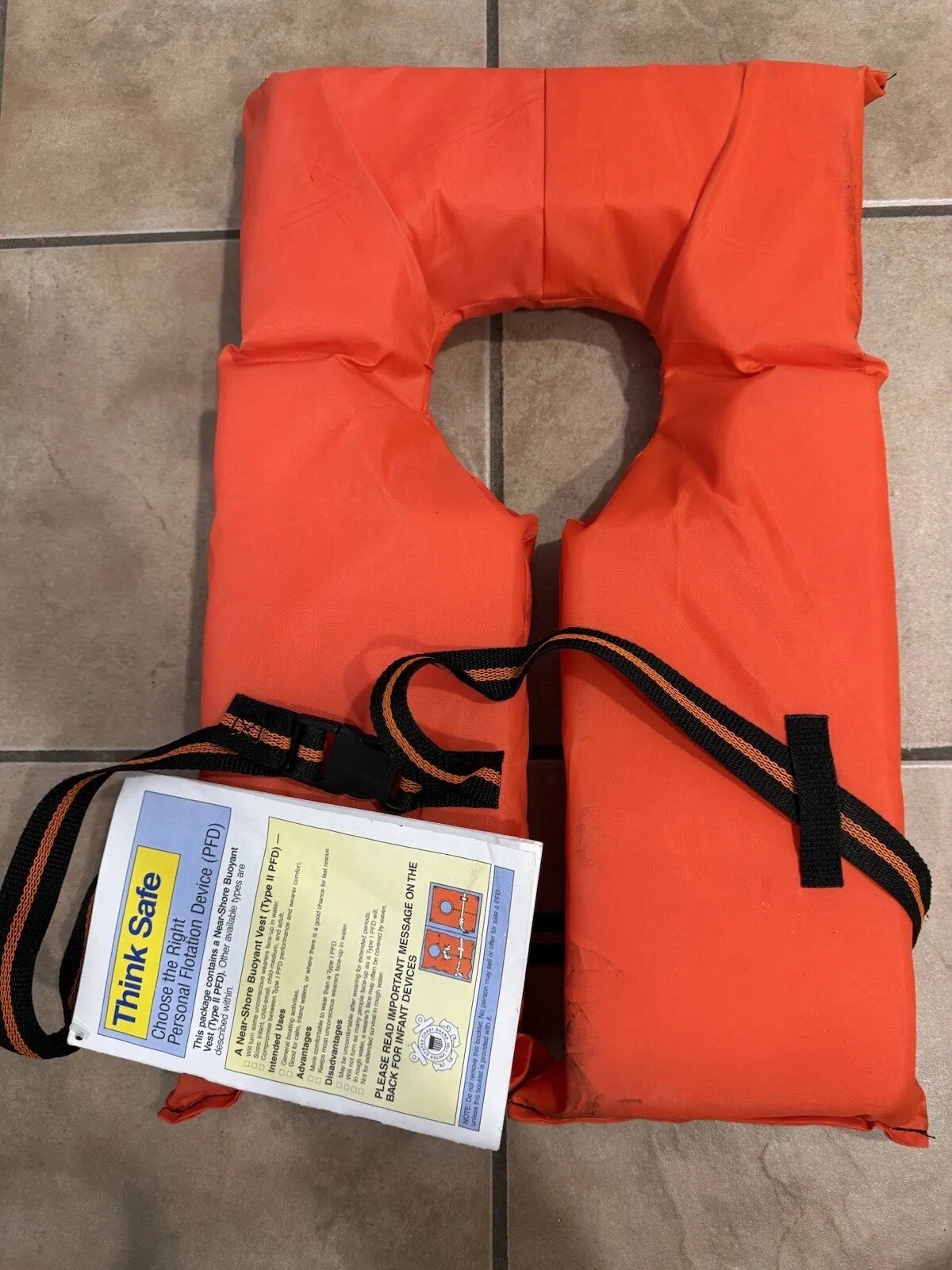 Stearns Life Vest Adult Type II Boating 30-52″ Chest Over 90 LBS Life Jacket
