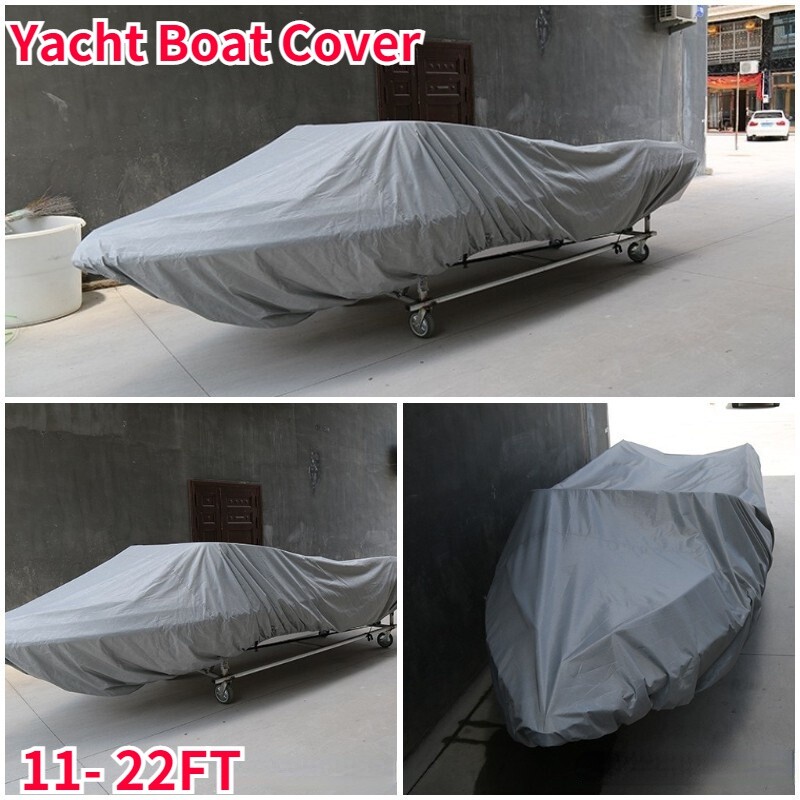 Yacht Boat Cover 11- 22FT Anti-UV Marine Trailerable Canvas Boat Accessory Multi