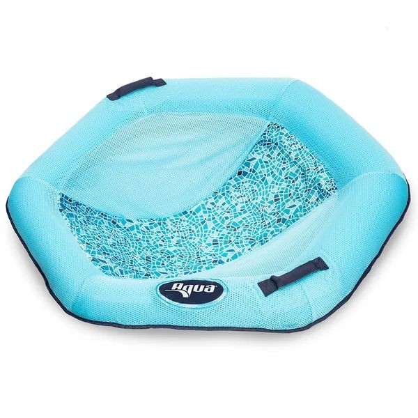 Aqua Inflateable Pool Float Lounge Chair Mosaic Blue
