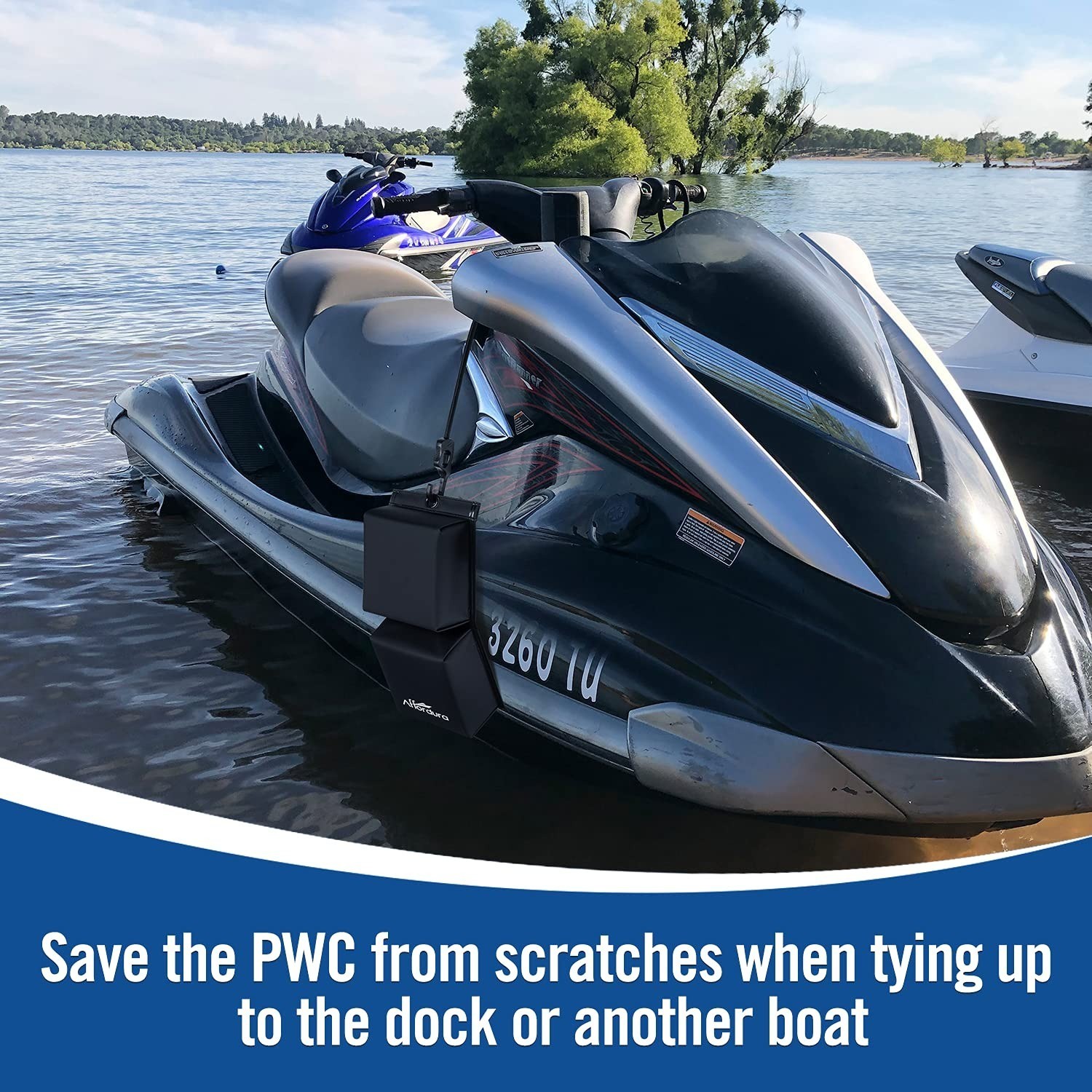 Affordura PWC Fender Bumper with Elastic Cords – 2 Pack for Jet Ski