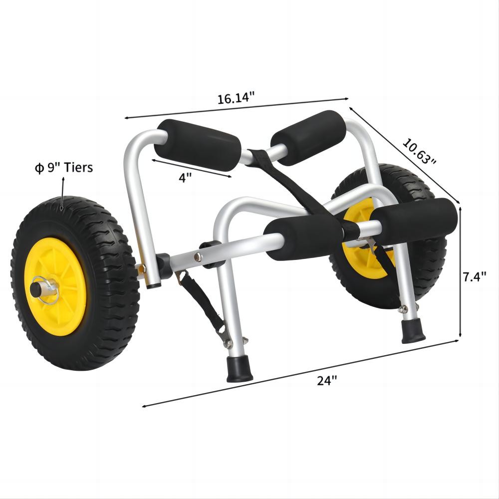 Foldable Kayak Canoe Jon Boat Carrier Dolly Trailer Trolley Transport Cart Wheel