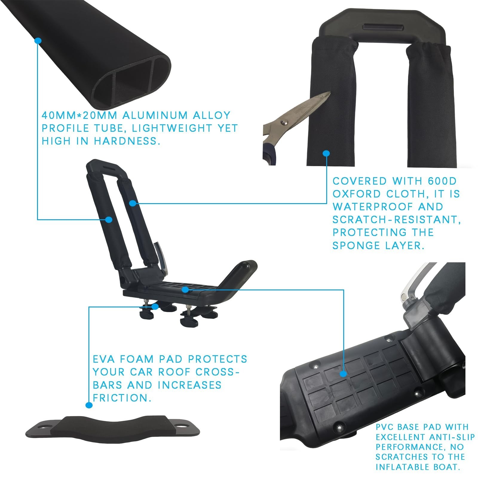 Folding Kayak Rack, Low Profile, SUV/Truck, Alum, Tool-Free Lock, 100lbs | Lo…