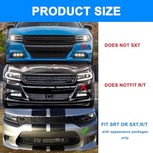Front Upper Lower Grille For 2015-2021 Dodge Charger SRT Scat Pack UPPER