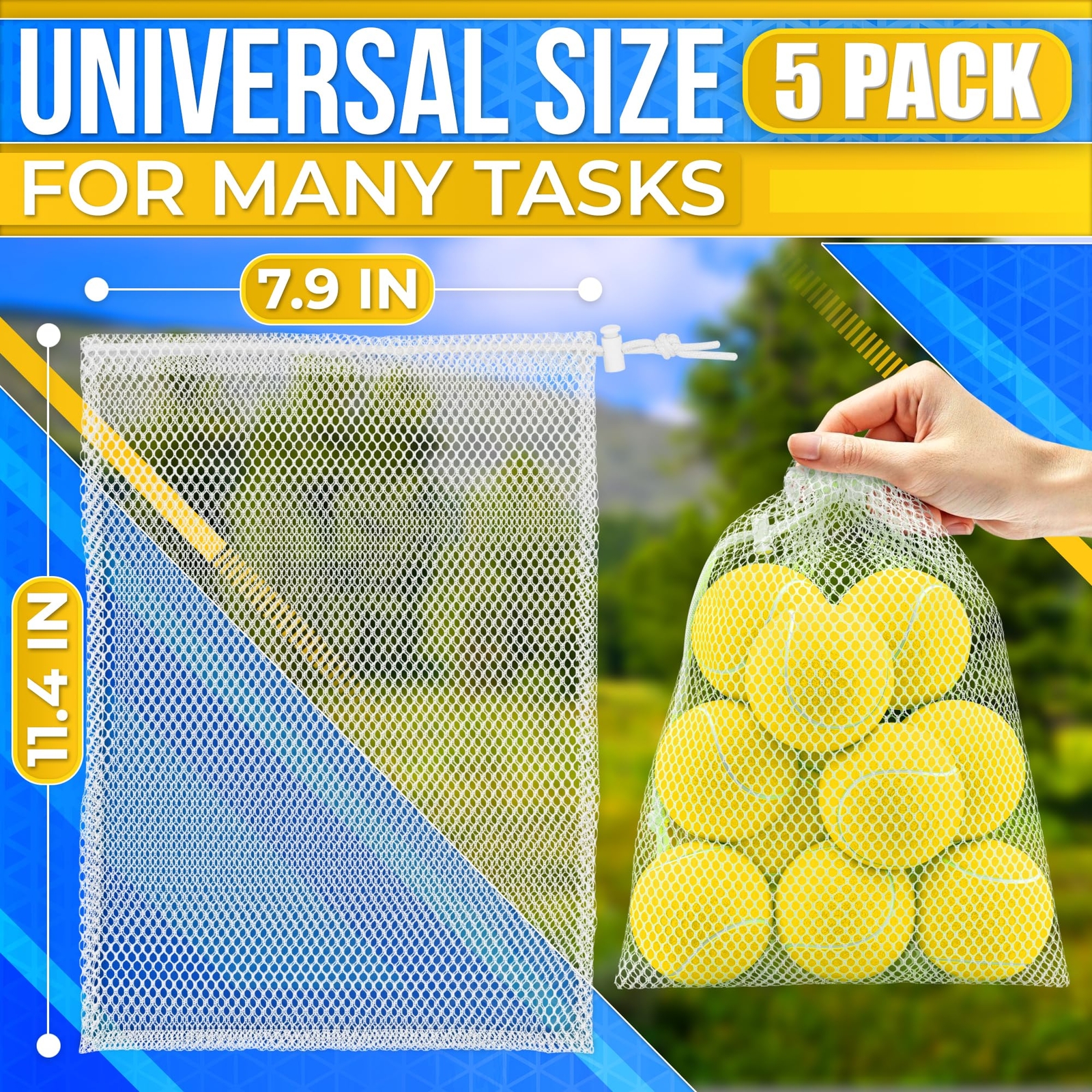 Small Mesh Bags Drawstring Nylon Bag – 5Pcs Camping Organization Nylon Mesh N…
