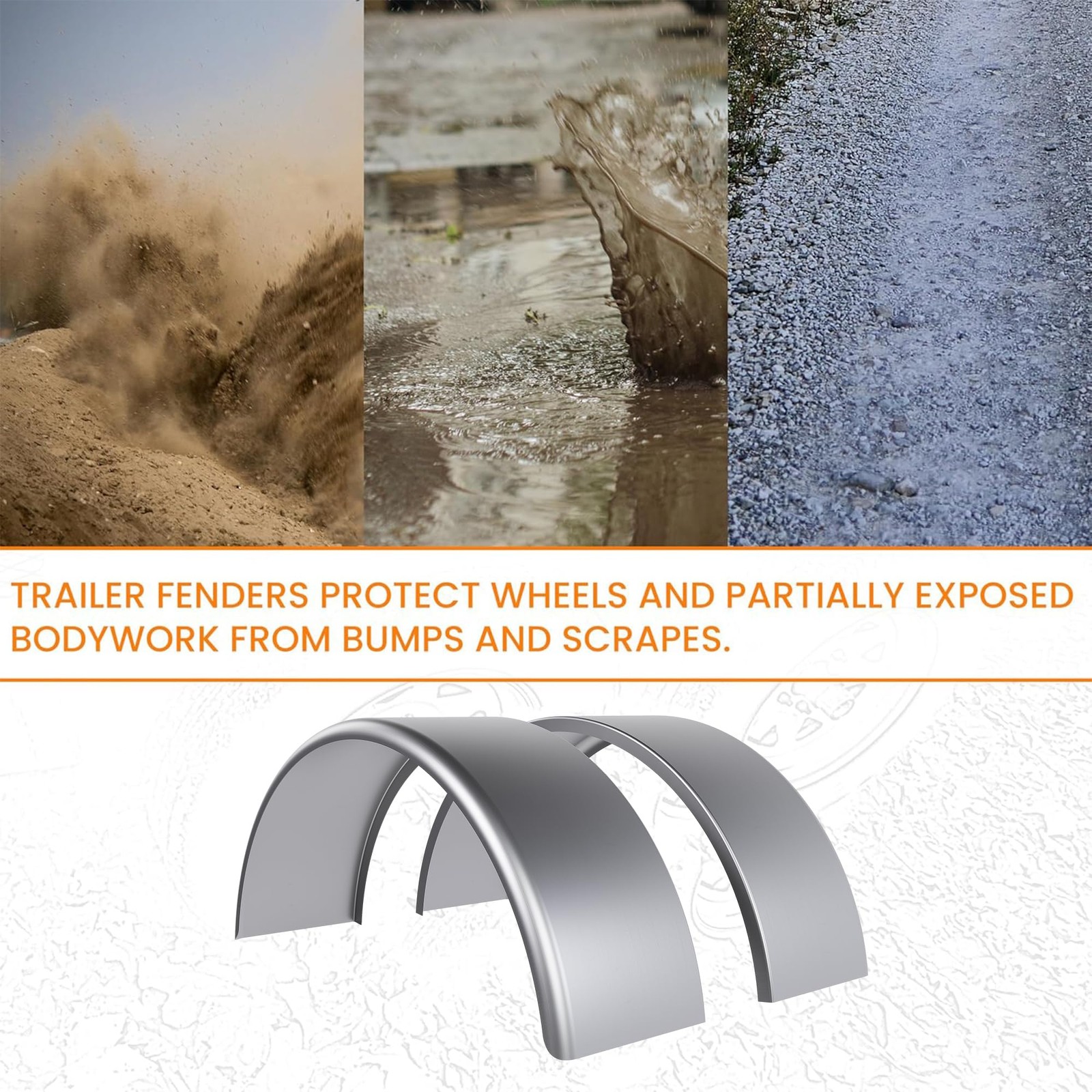 Single Axle Trailer Fenders 14″-16″ Wheels – 2 Pcs Steel Round