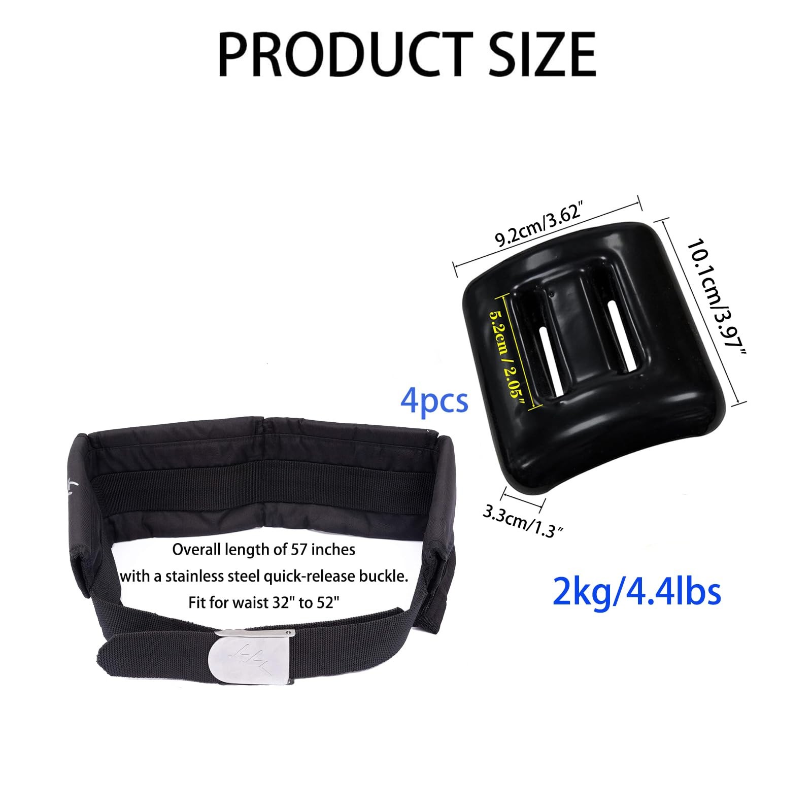 Dekayaker Dive Belt Weights4 Pcs 1.1-4.4 Lbs Dive Weights 4 Pocket Scuba Weight