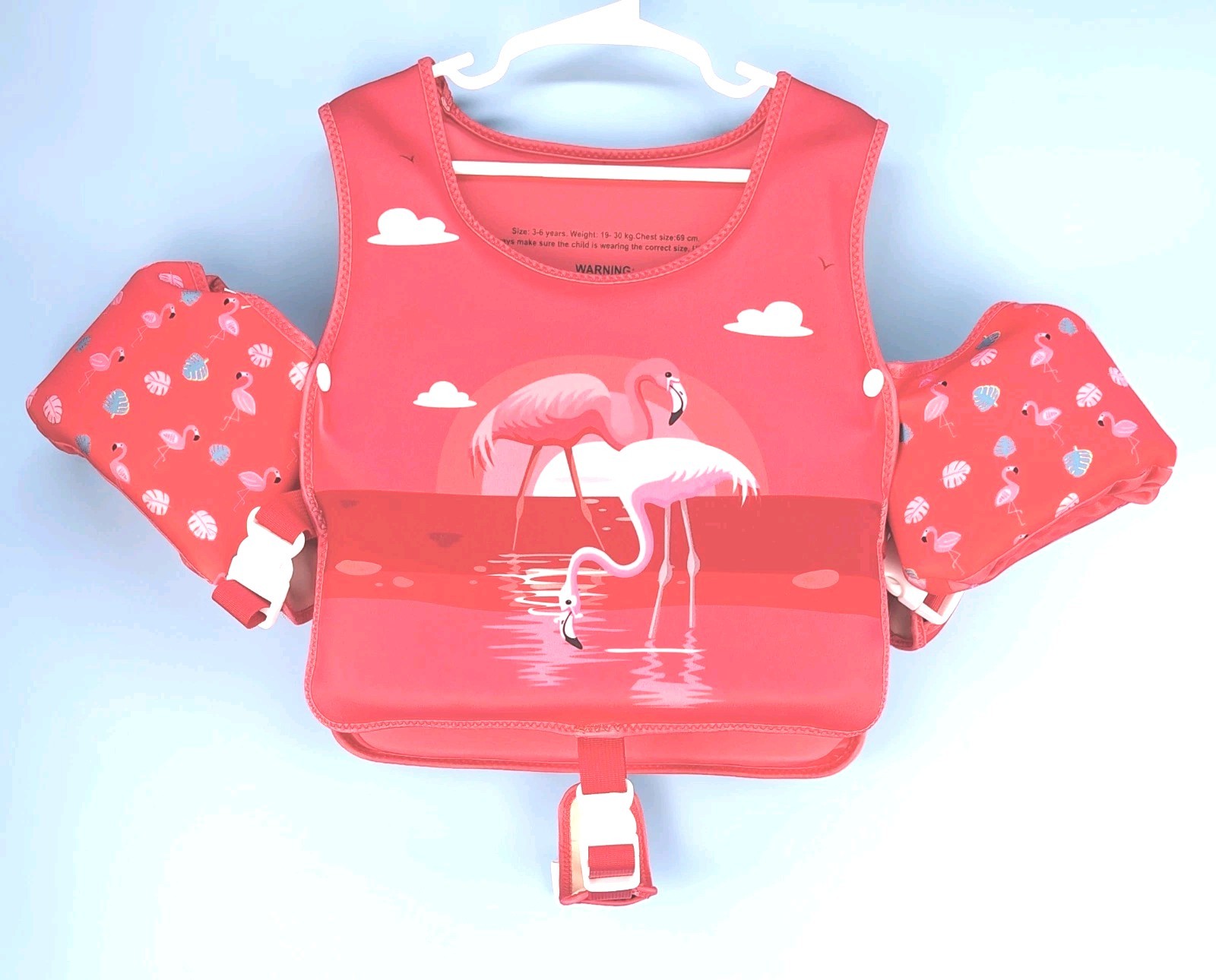 Unbranded Kids 3-6 Years Swim Vest Arm Float Flamingo Print 19-30 Kg Chest 69cm