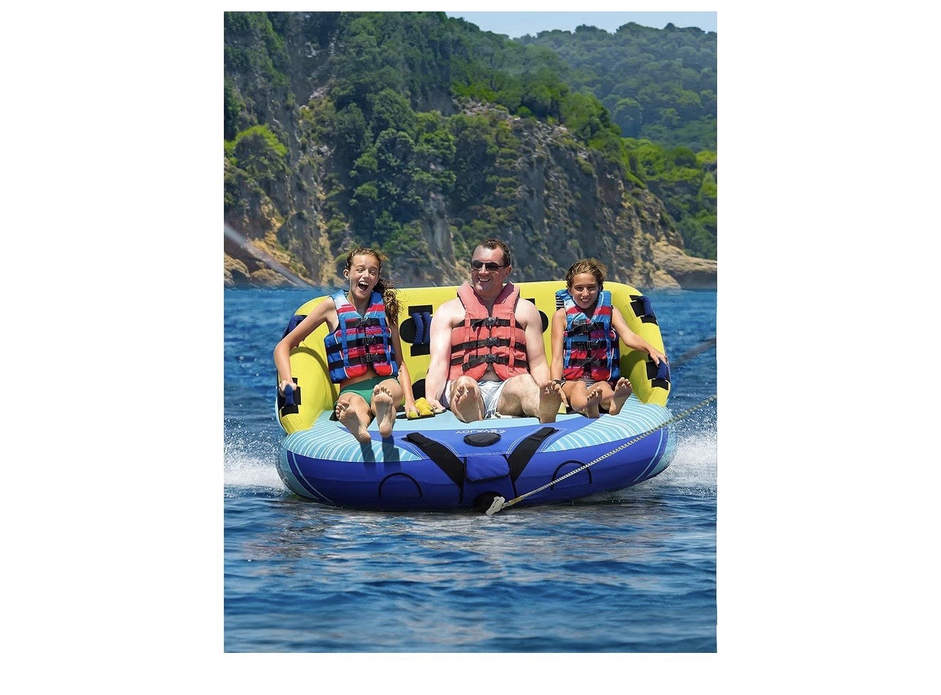 EVAJOY 3-Person Towable Inflatable Boat Tube Water Sports Boating
