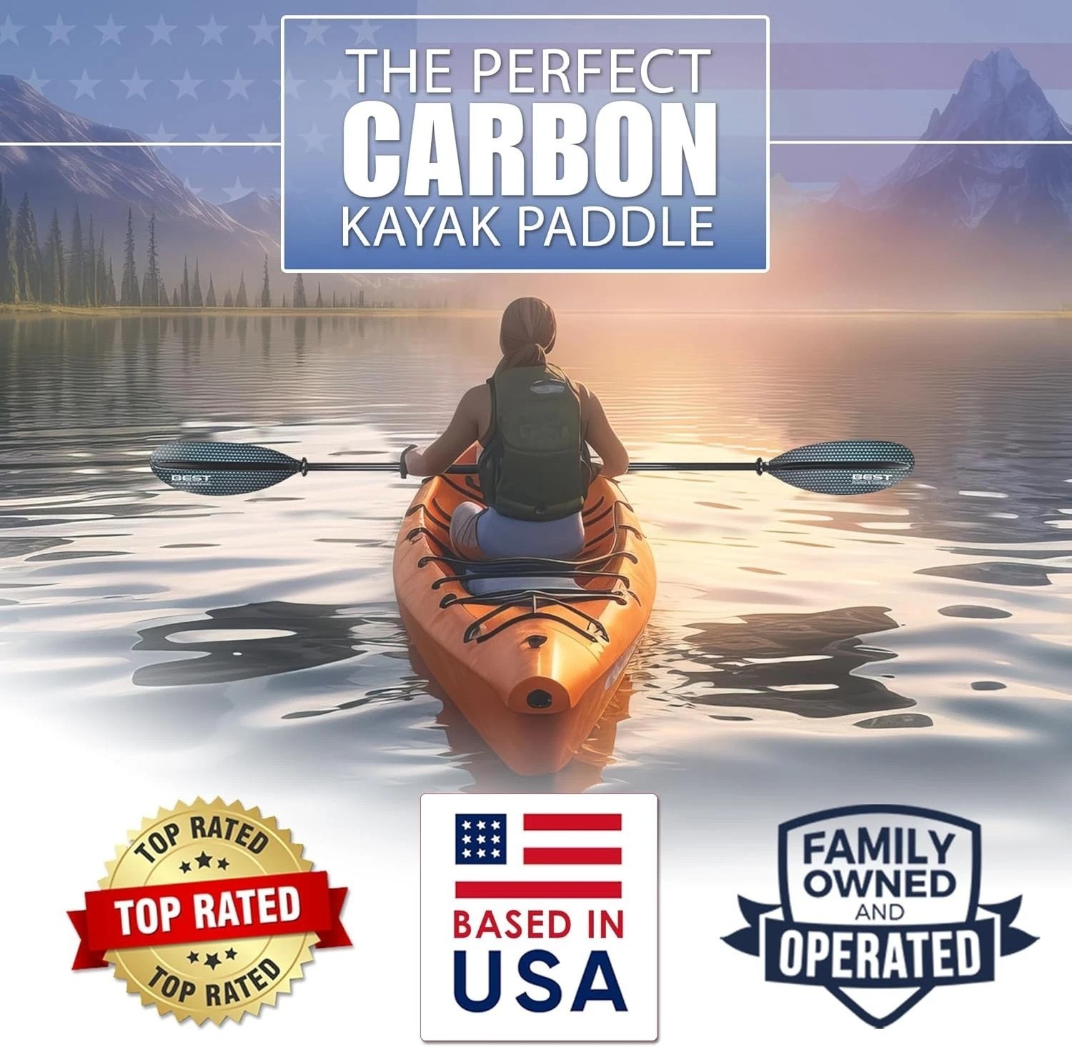 Efficient Carbon Fiber Kayak Paddle 234cm – Lightweight & Adjustable Feathers