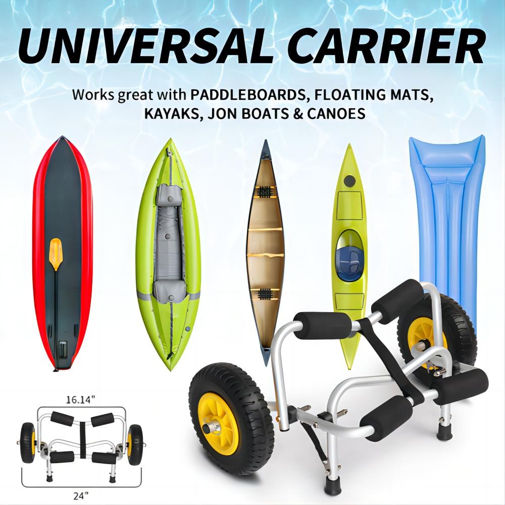 Foldable Kayak Canoe Jon Boat Carrier Dolly Trailer Trolley Transport Cart Wheel