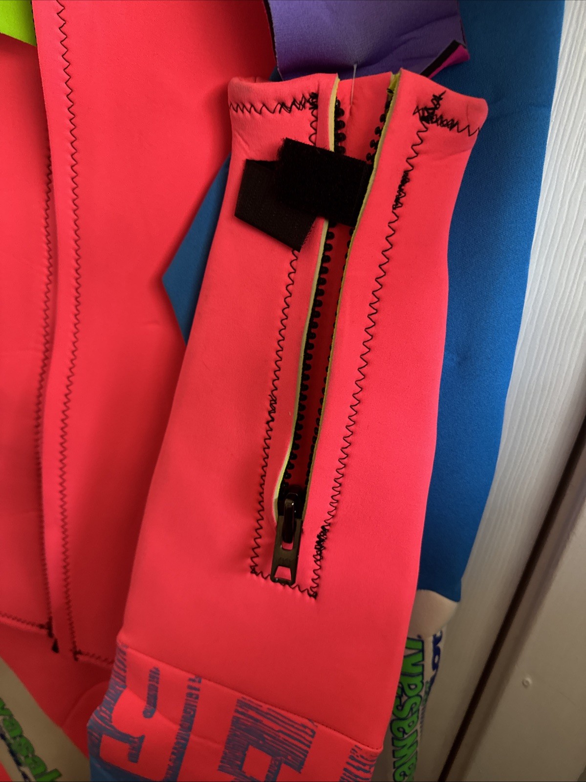 Vintage 90S Kawasaki Jet Pilot Wetsuit Pink Blue Neon Jet Ski 2pc