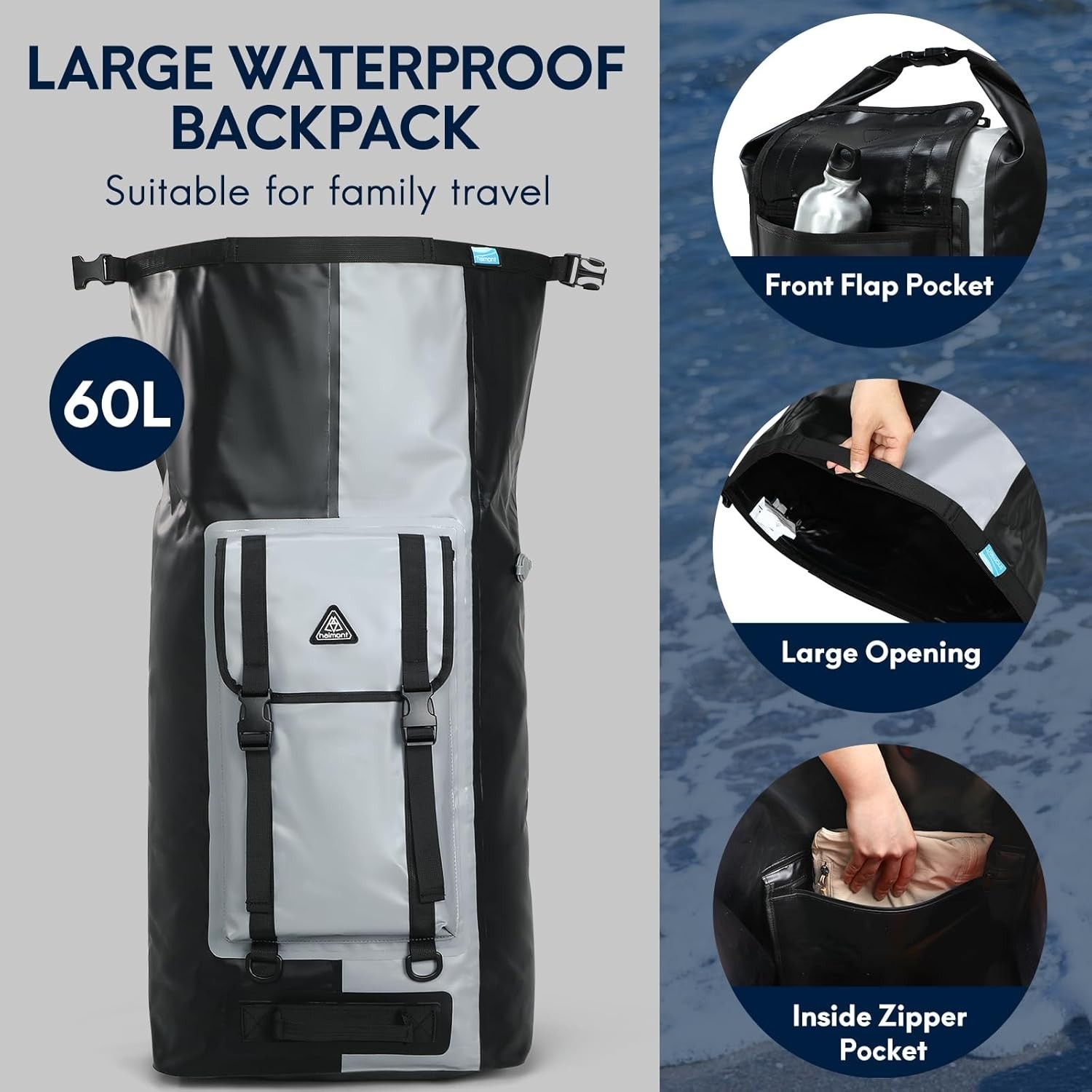 Waterproof Backpack Roll Top Dry Bag Kayak Dry Backpack for Outdoor Dry Pack …