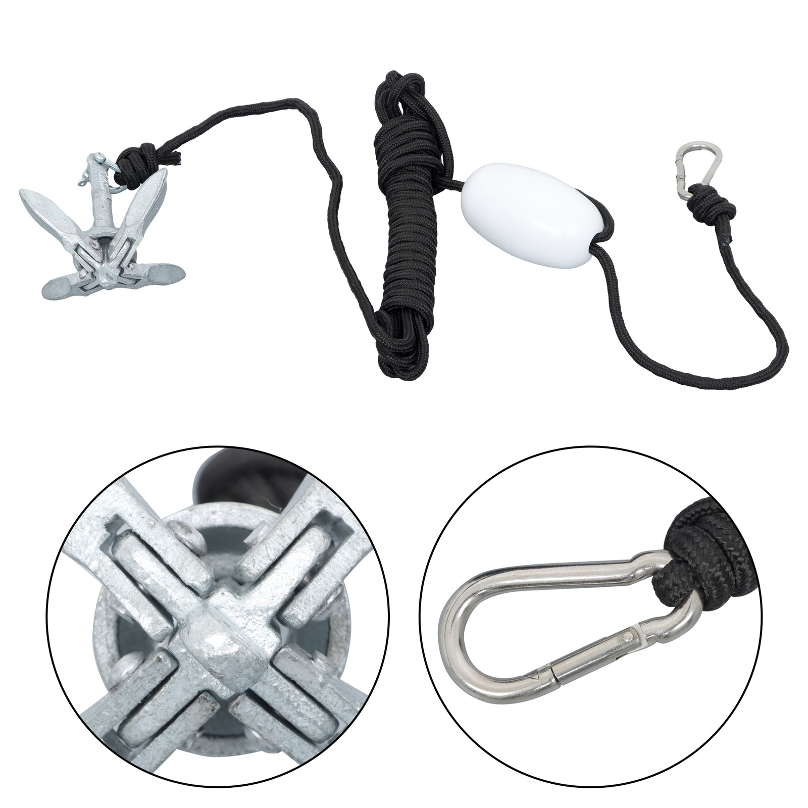 Marine Kayak Folding Grapnel Anchor Kit 26.2 ft Rope Buoy For PWC Canoe Jet Ski