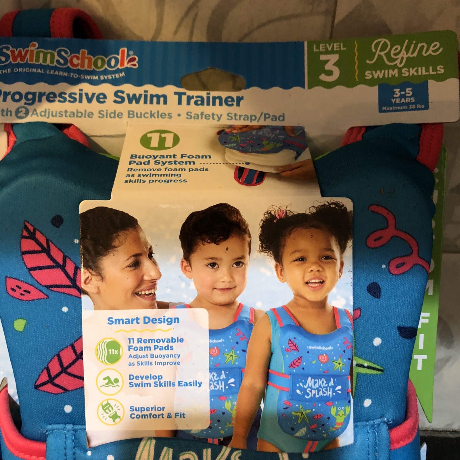 Swim School Progressive Swim Trainer Level 3 -Safety Vest = Ages 3-5 Max 38 lbs