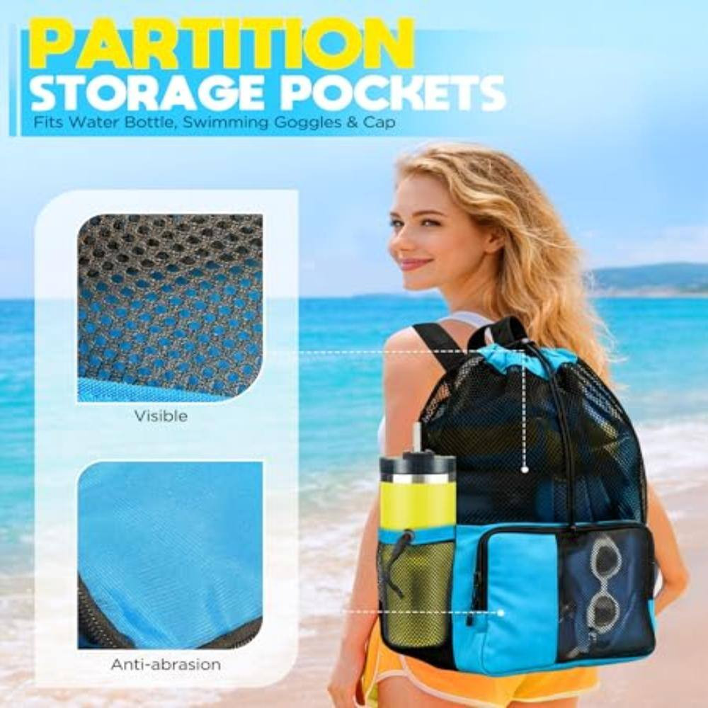 20L Mesh Swim Bag Backpack Quick-Dry Black 1 Piece