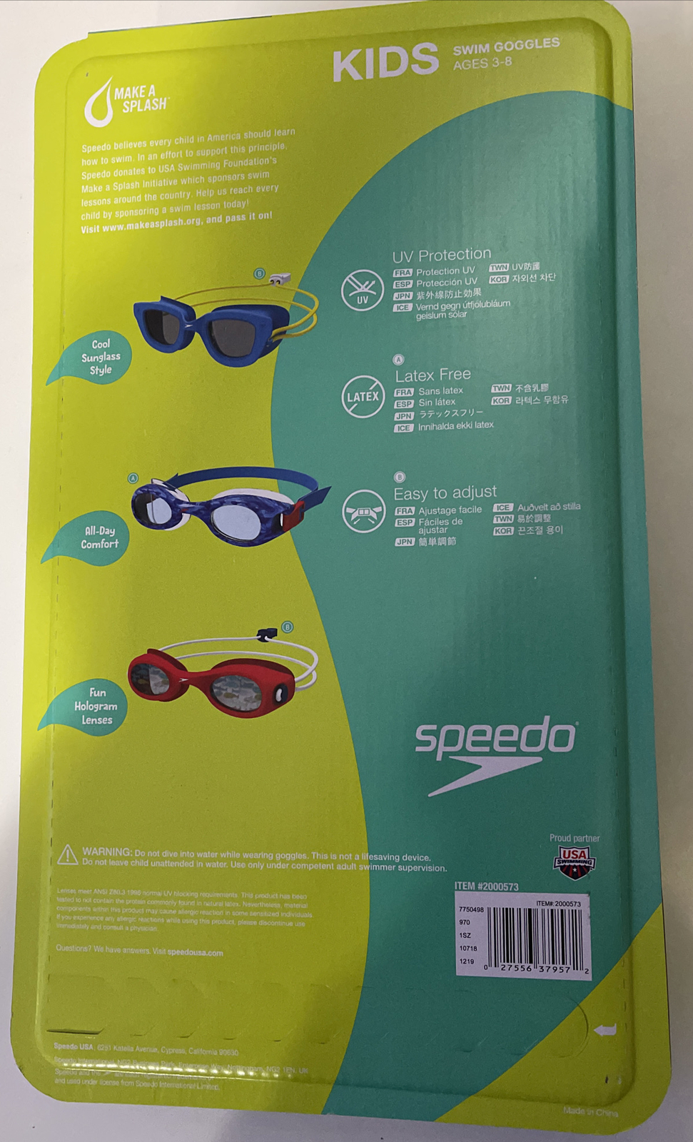Speedo Kids Ages 3-8 Unisex Swim Goggles 3-pack Brand New Sealed.