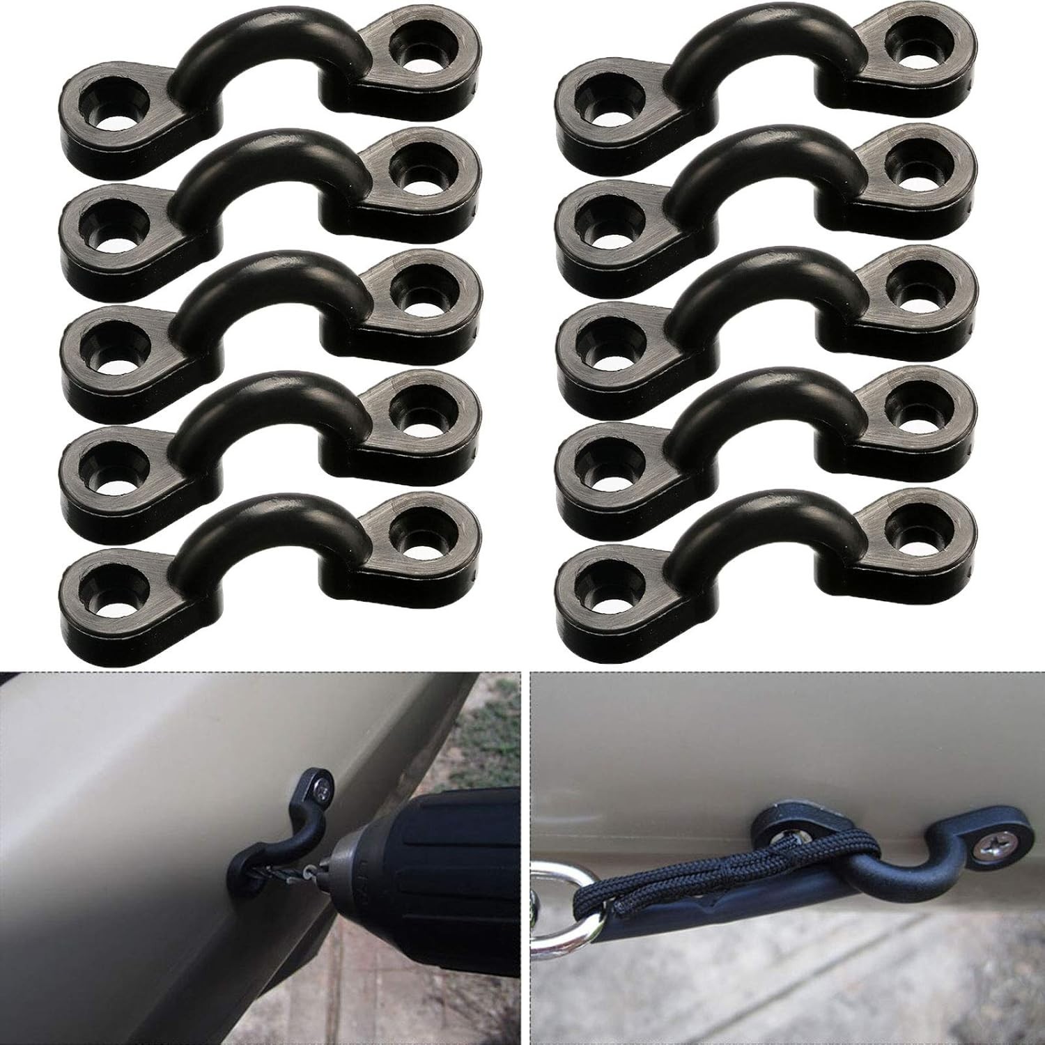 10PCS Nylon Pad Eye Kit with 20 Stainless Steel Screws for Kayak Rigging