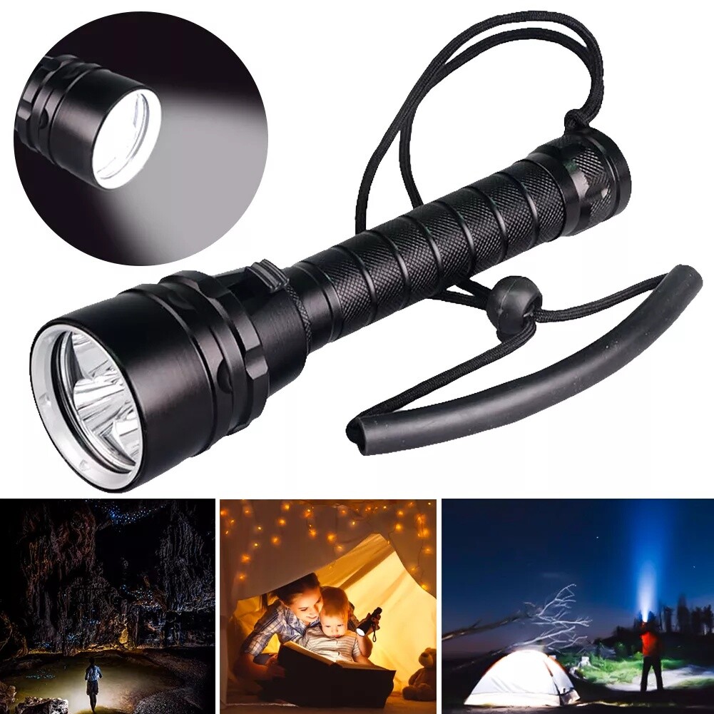 Scuba Diving Flashlight 3000 Lumens Unde Water 100 Meters Waterproof LED US