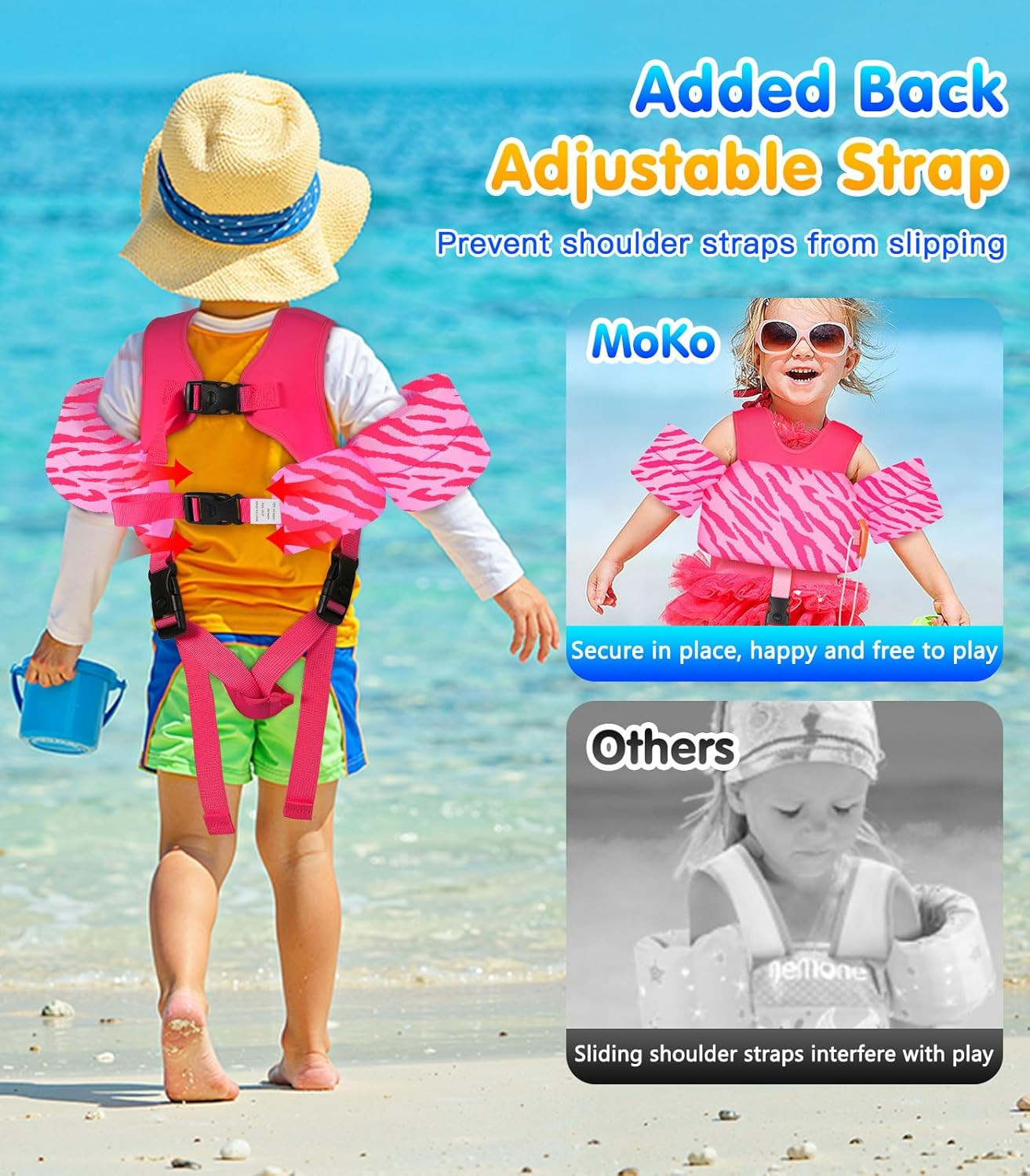 Toddler Swim Vest for 15-30-50-66 Pounds, Boys Girls Swim Puddle Arm Floaties Ca