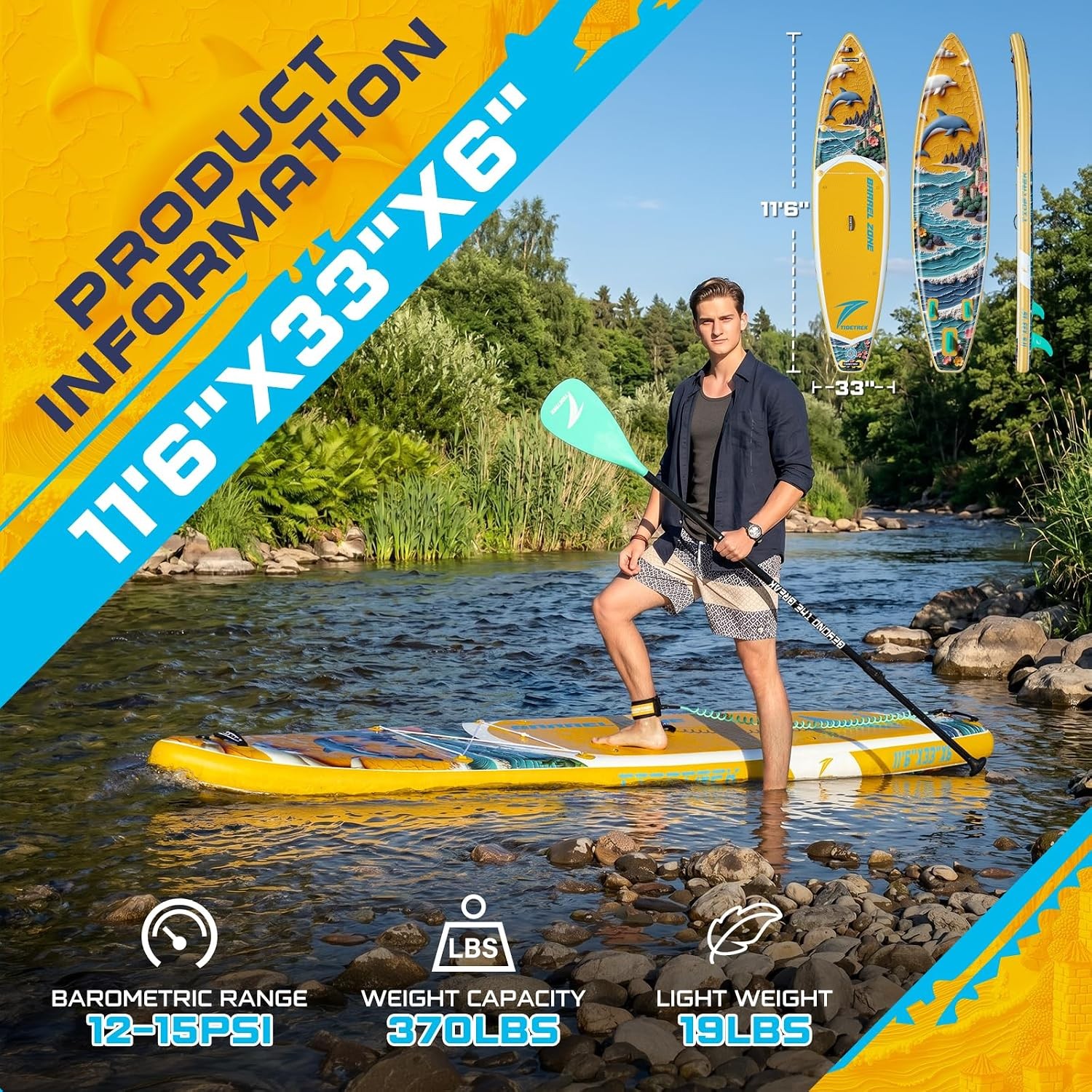 Complete SUP Package 11ft6 Inflatable Paddle Board Wide Stable