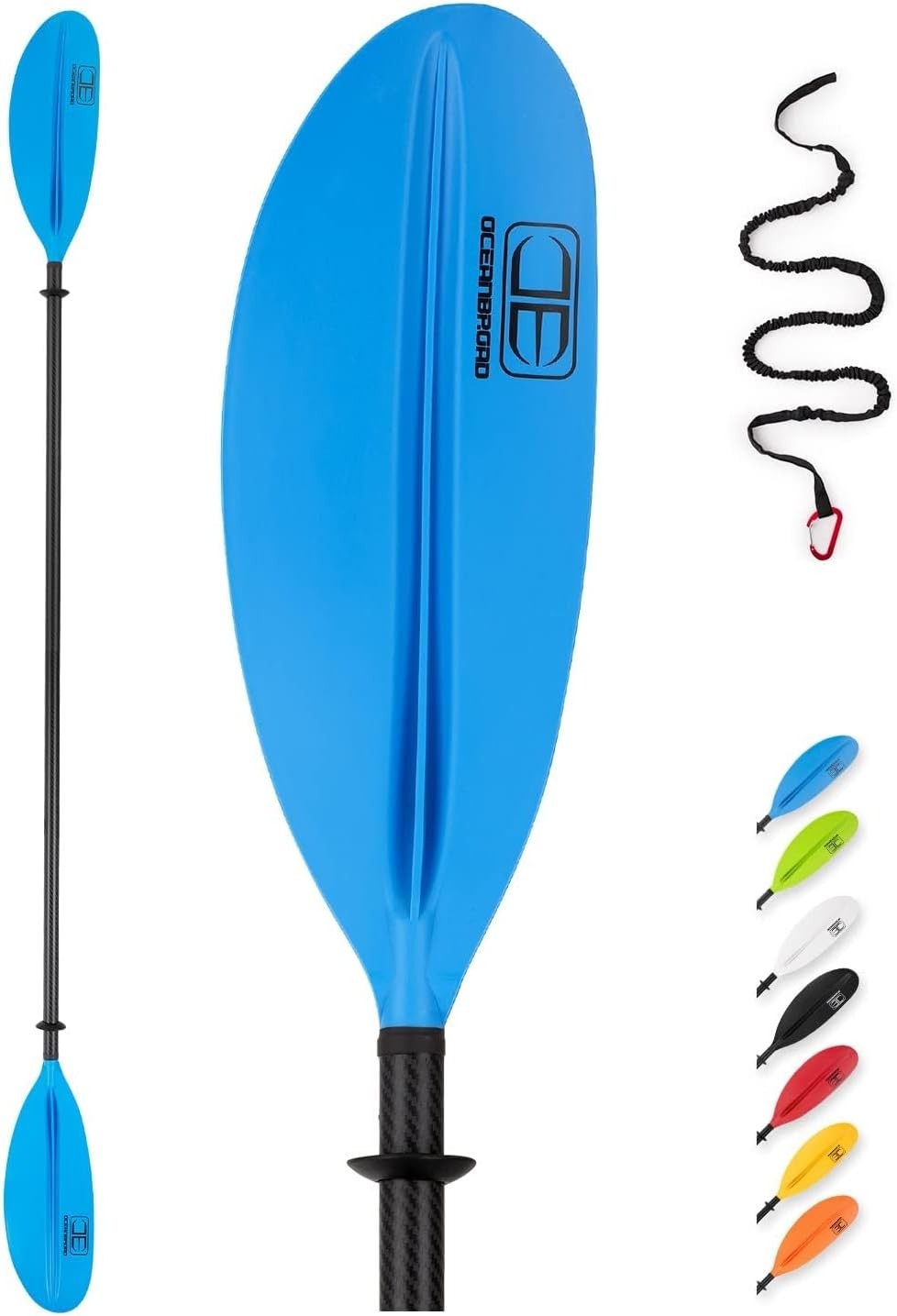 86in Carbon Fiber Kayak Paddle – Adjustable Feathered Angles & Leash