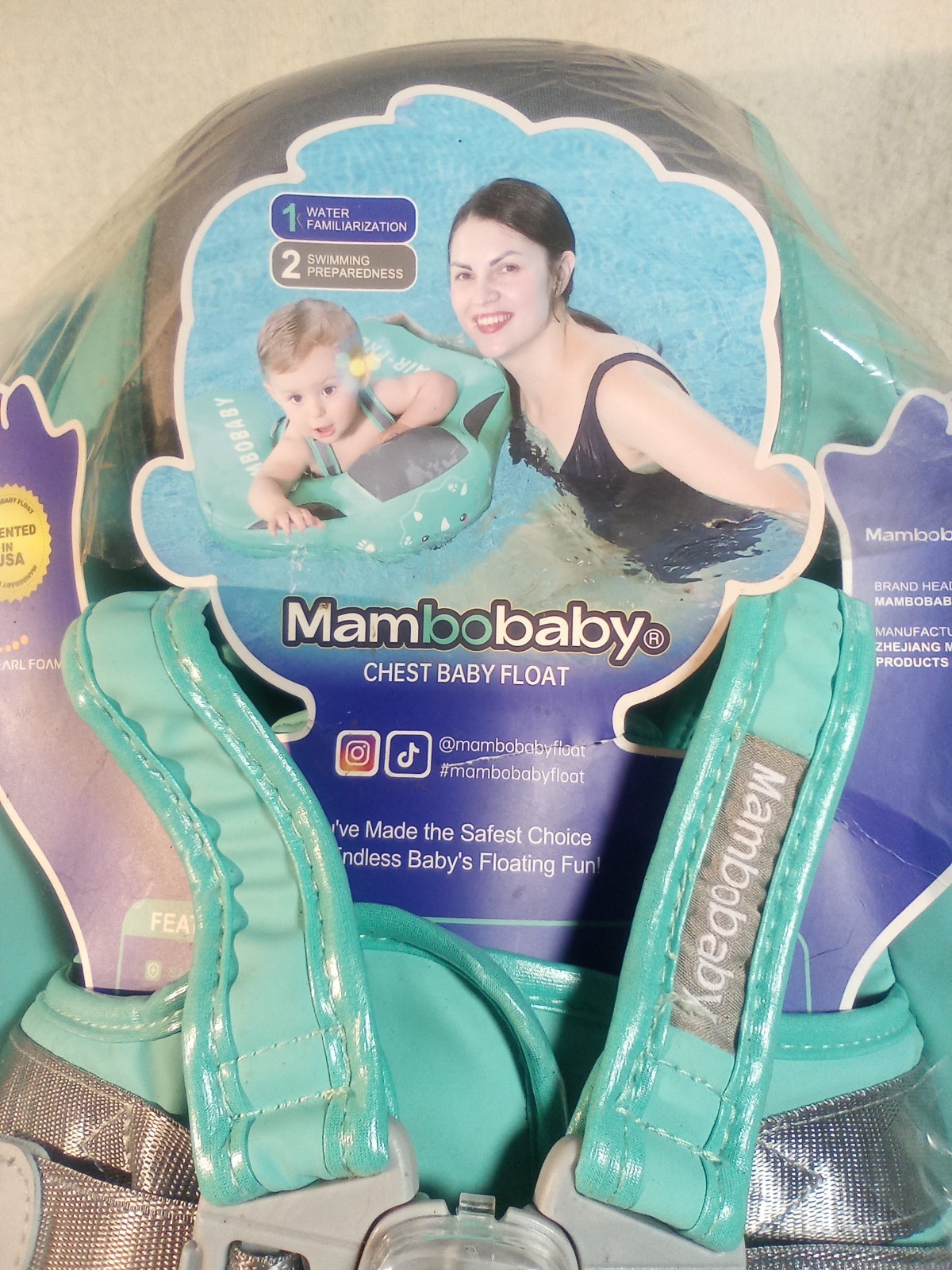 New mambobaby Non-Inflatable Air-Free Baby Float 3-24 with Harness