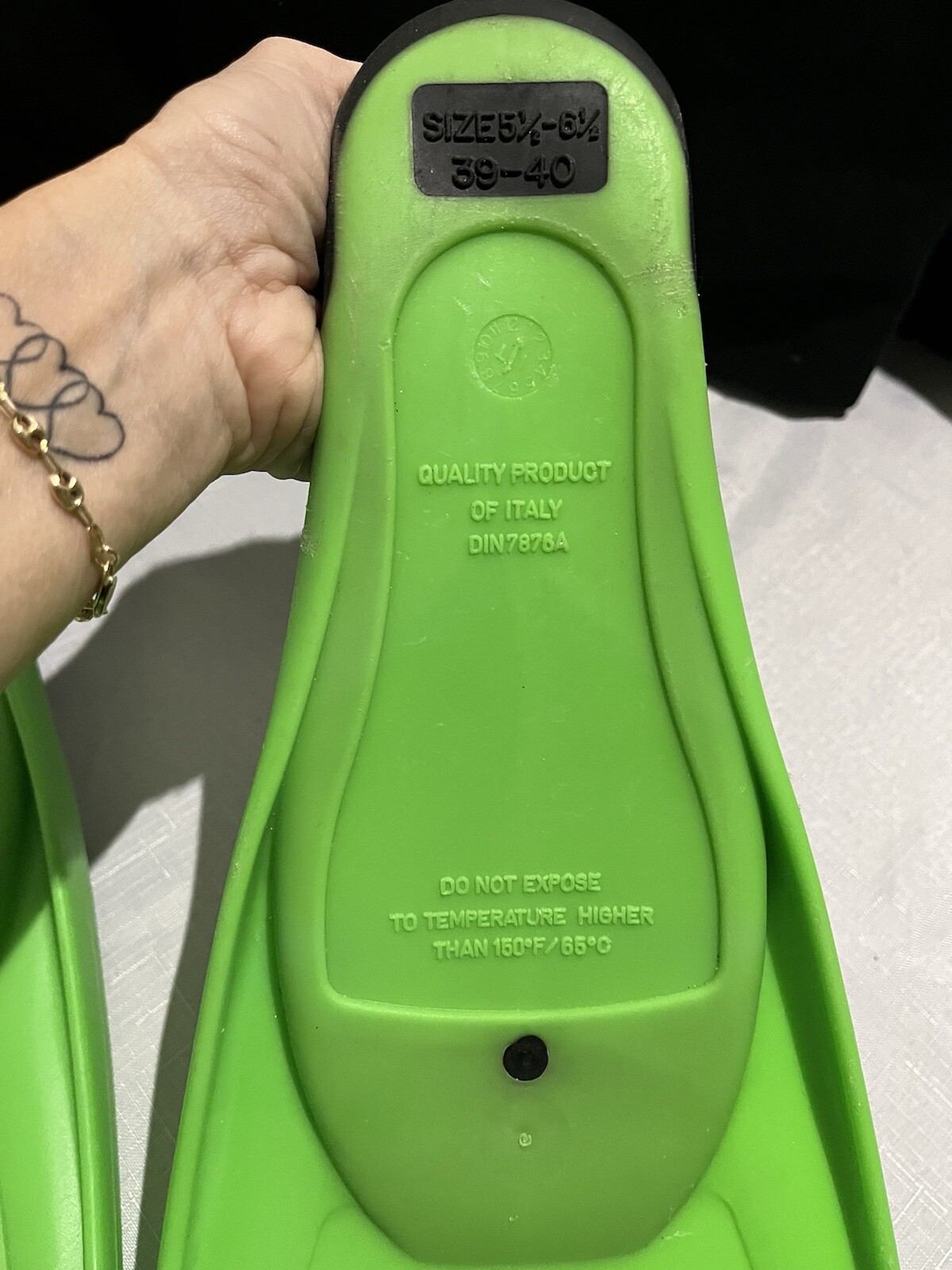 Sea Quest Brava Fins Lime Green 5.5 To 6.5 Size Child’s Find Made In Italy