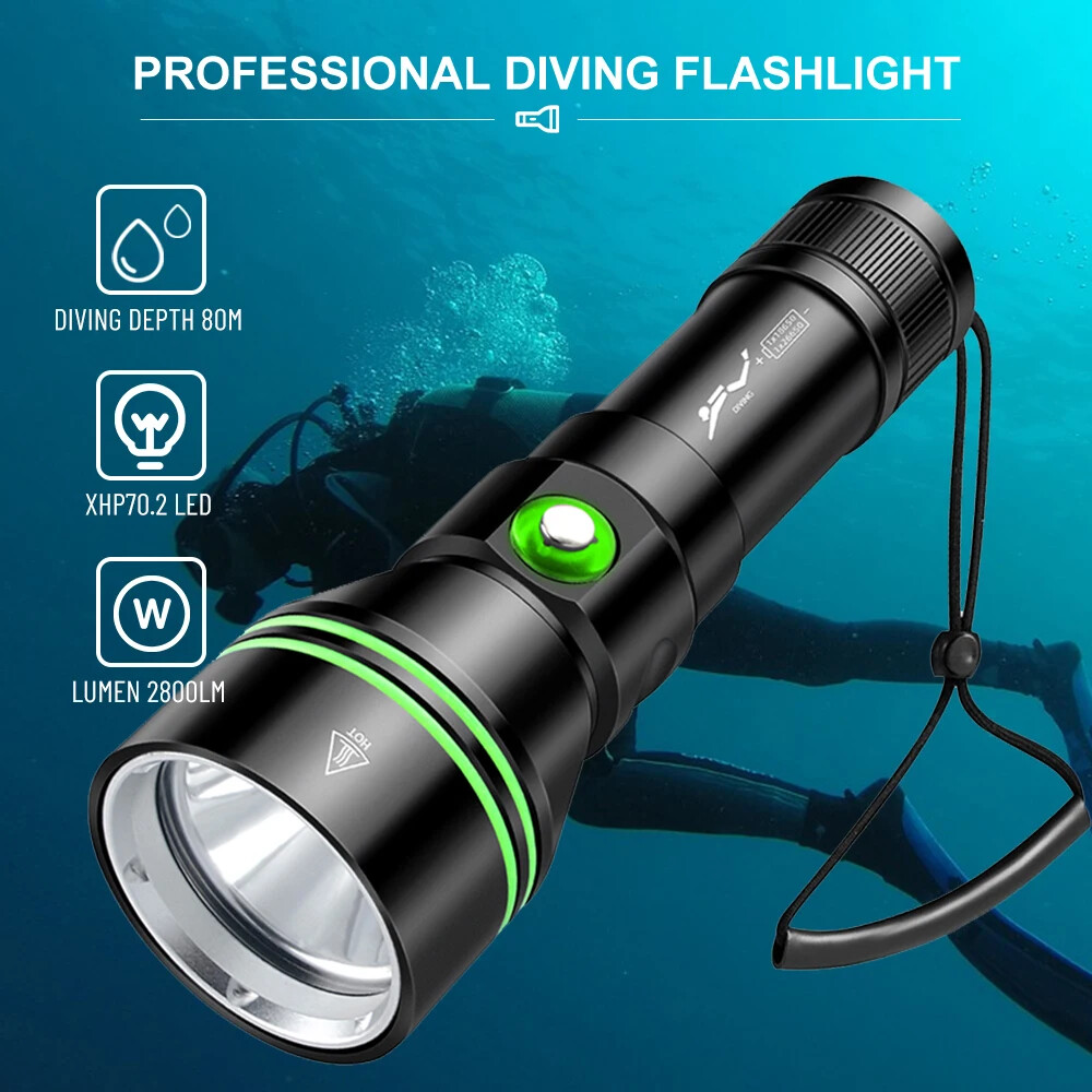 350000LM LED Professional Scuba Diving Light Underwater Flashlight Dive 80m