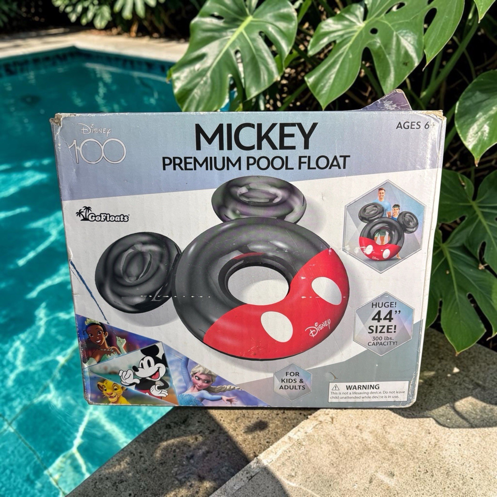 Disney Mickey Premium Pool Float Mouse Ears 44” 300 Lbs Capacity Age 6 To Adult